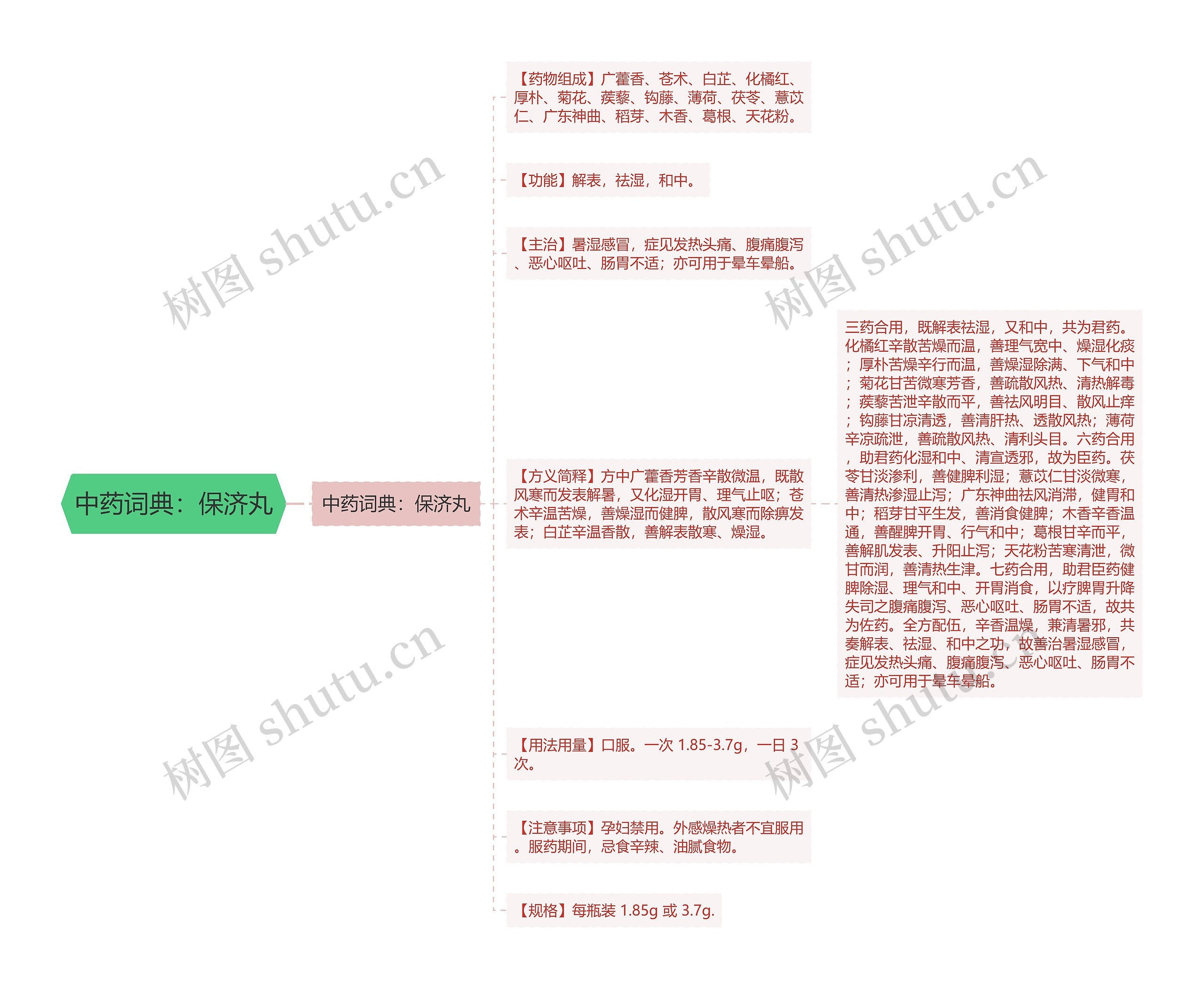 中药词典：保济丸思维导图