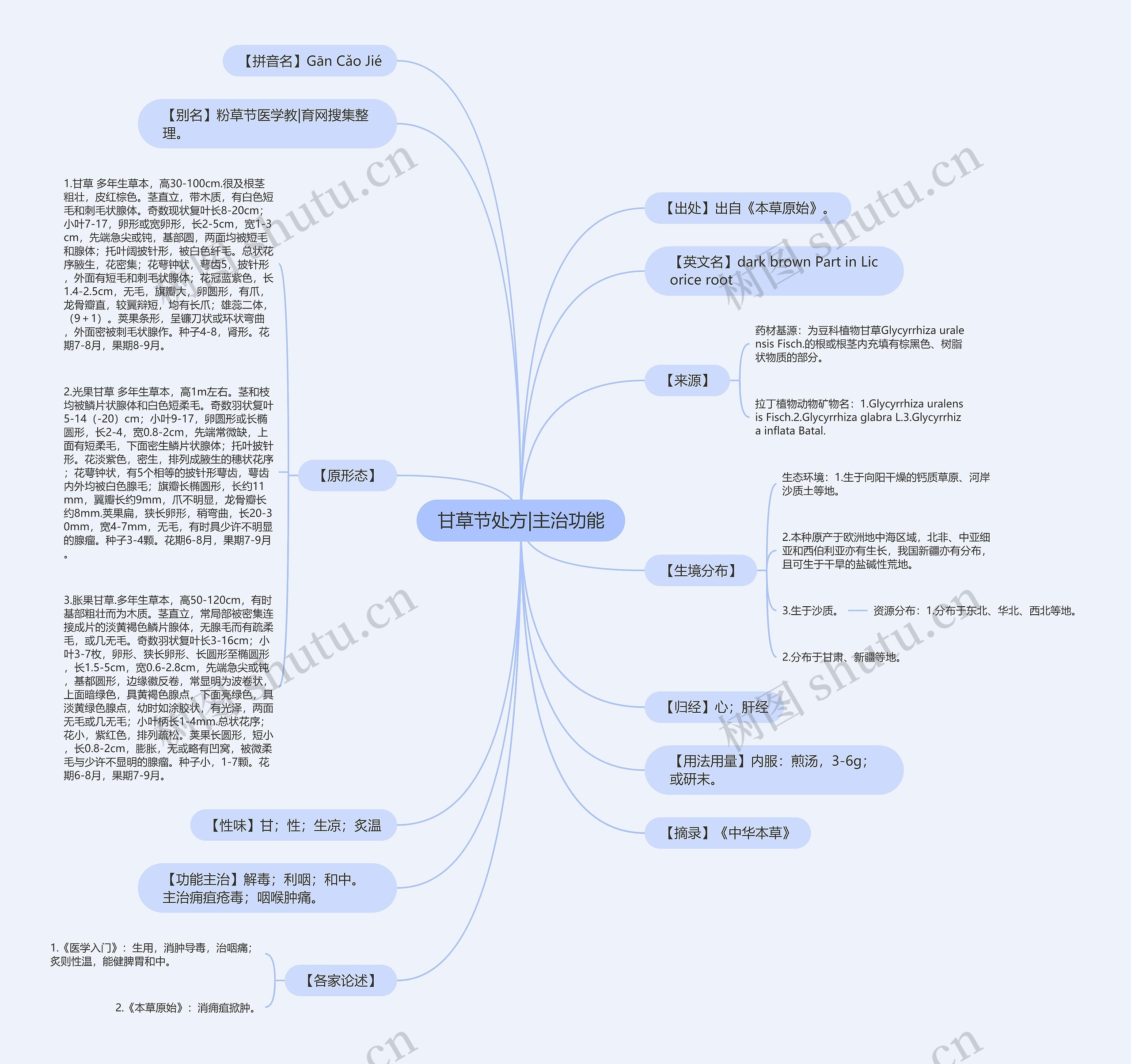 甘草节处方|主治功能思维导图