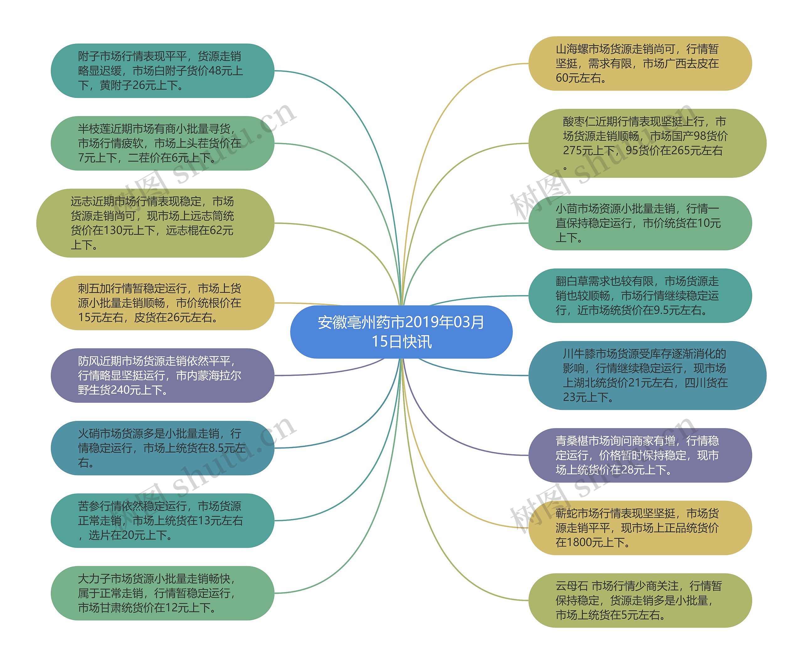 安徽亳州药市2019年03月15日快讯思维导图