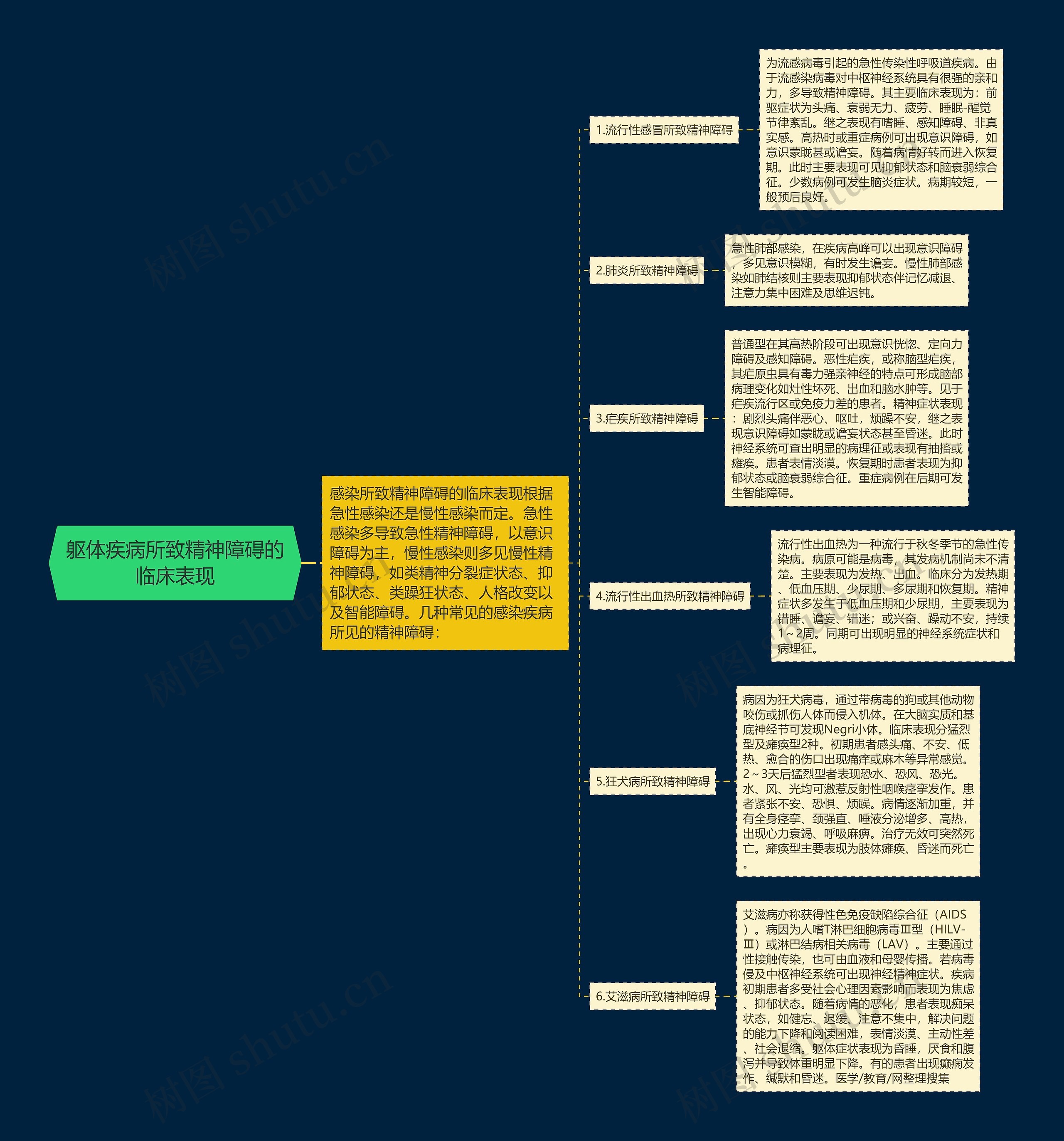 躯体疾病所致精神障碍的临床表现思维导图