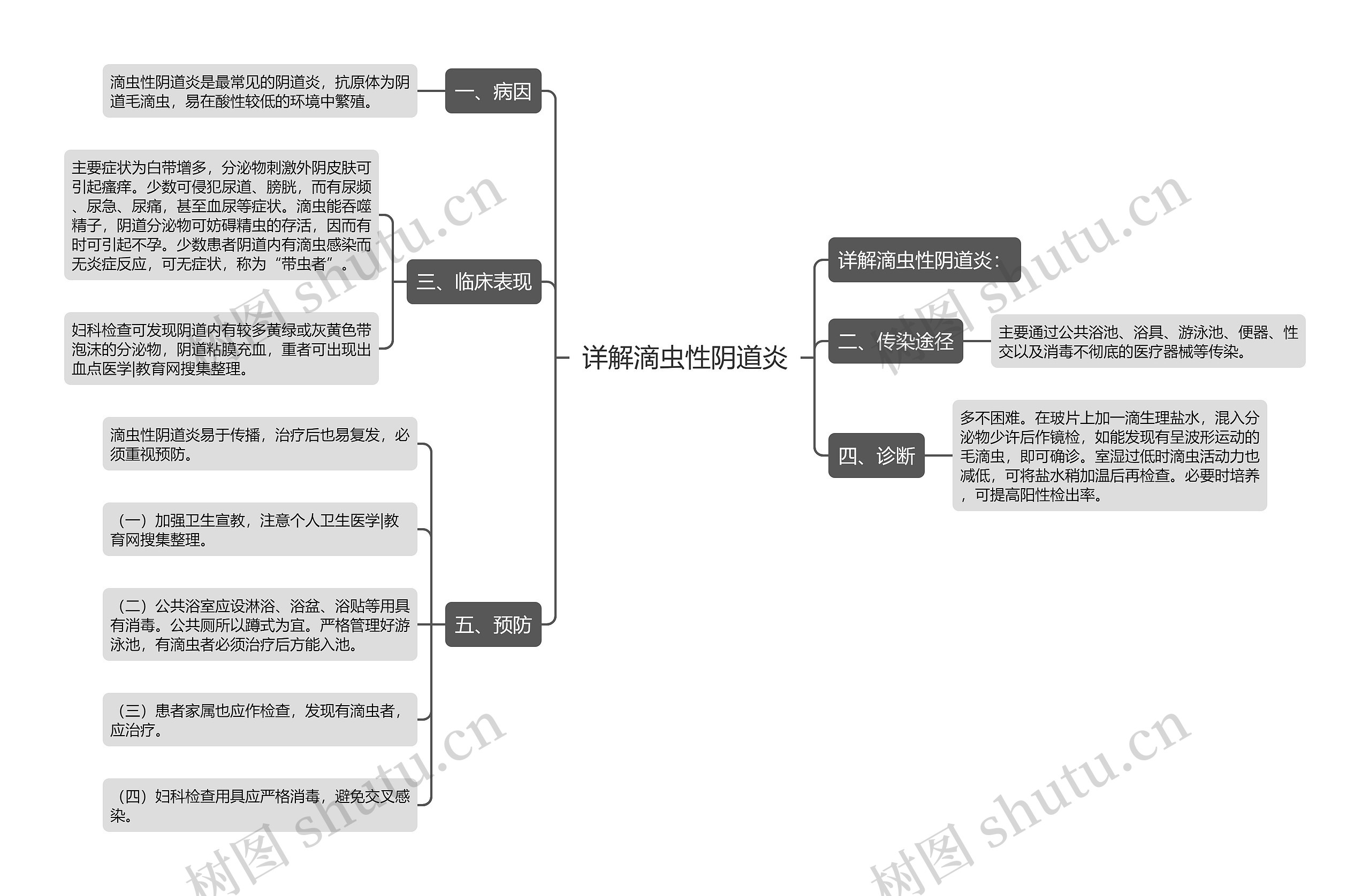 详解滴虫性阴道炎思维导图