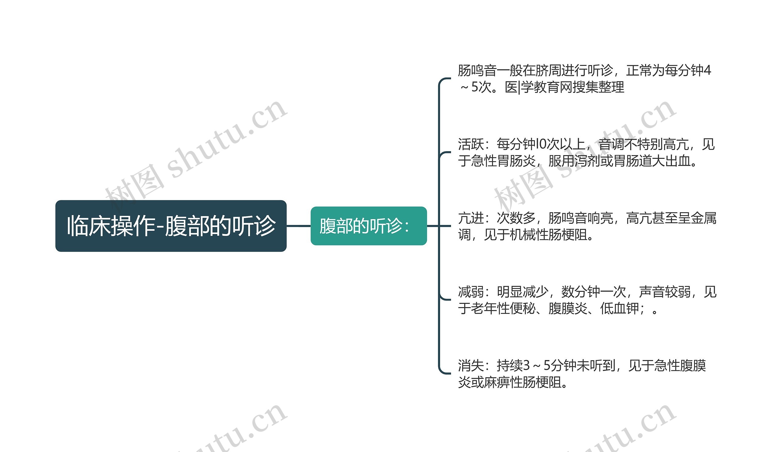 临床操作-腹部的听诊思维导图