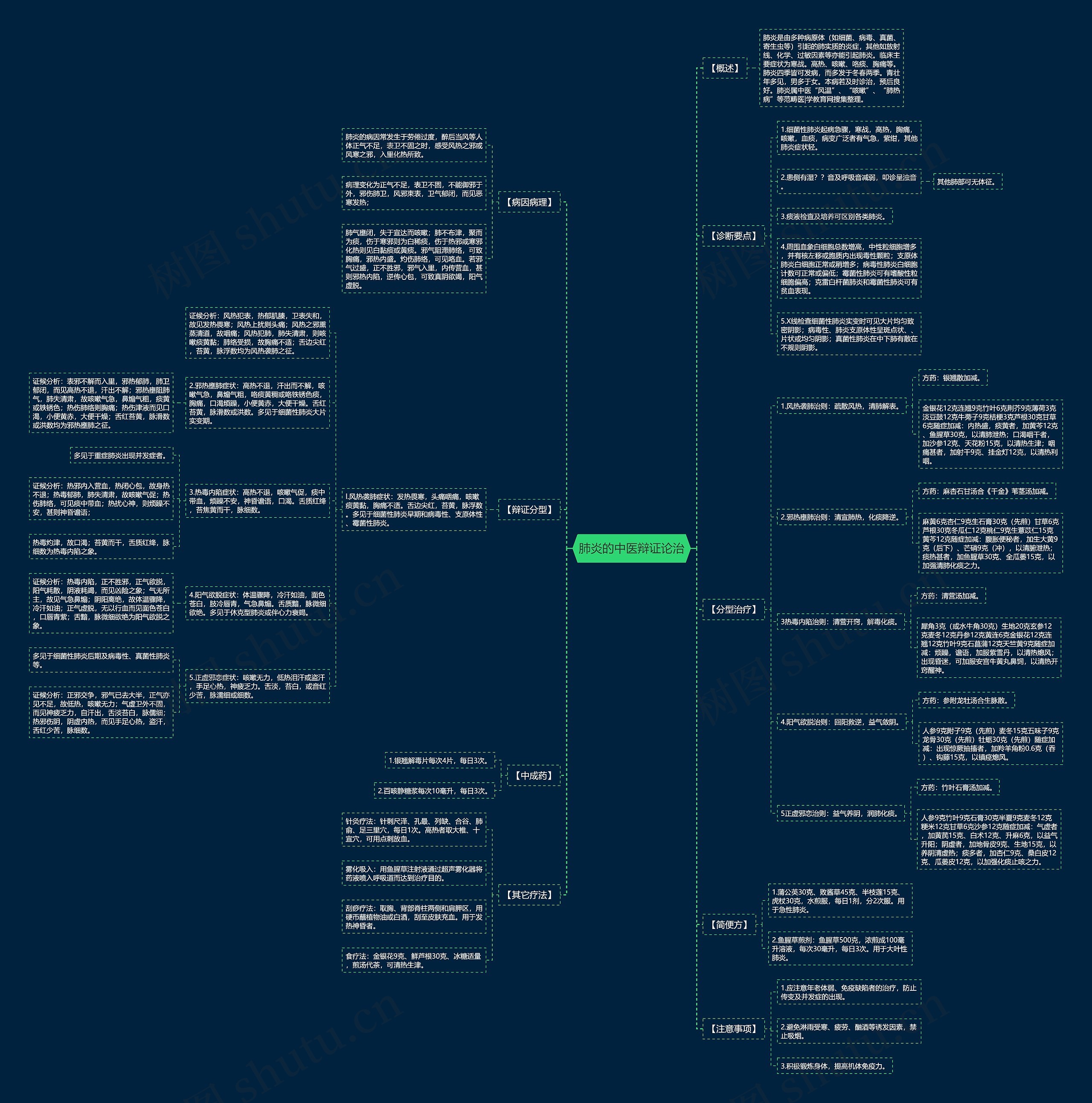 肺炎的中医辩证论治思维导图
