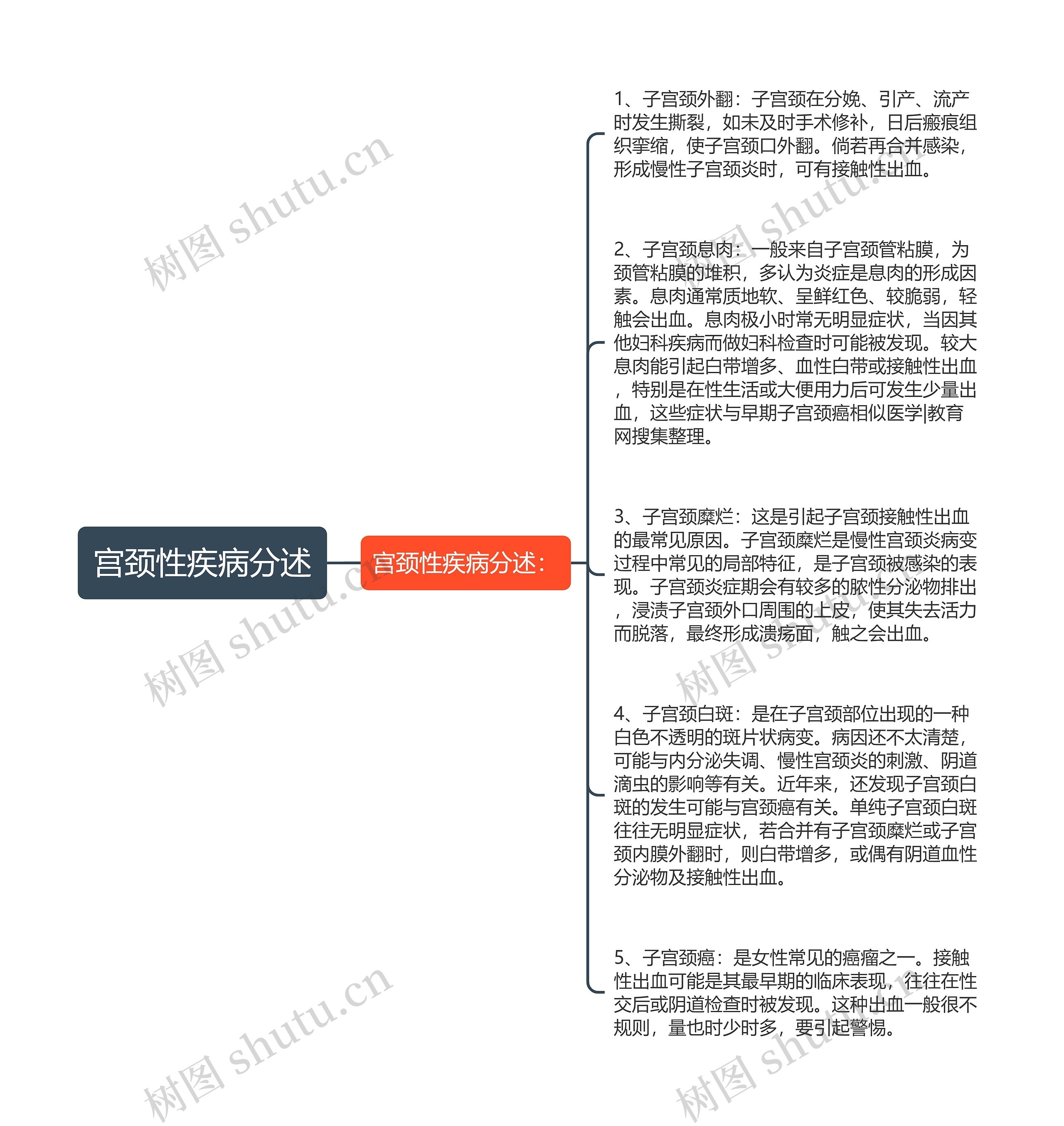 宫颈性疾病分述思维导图