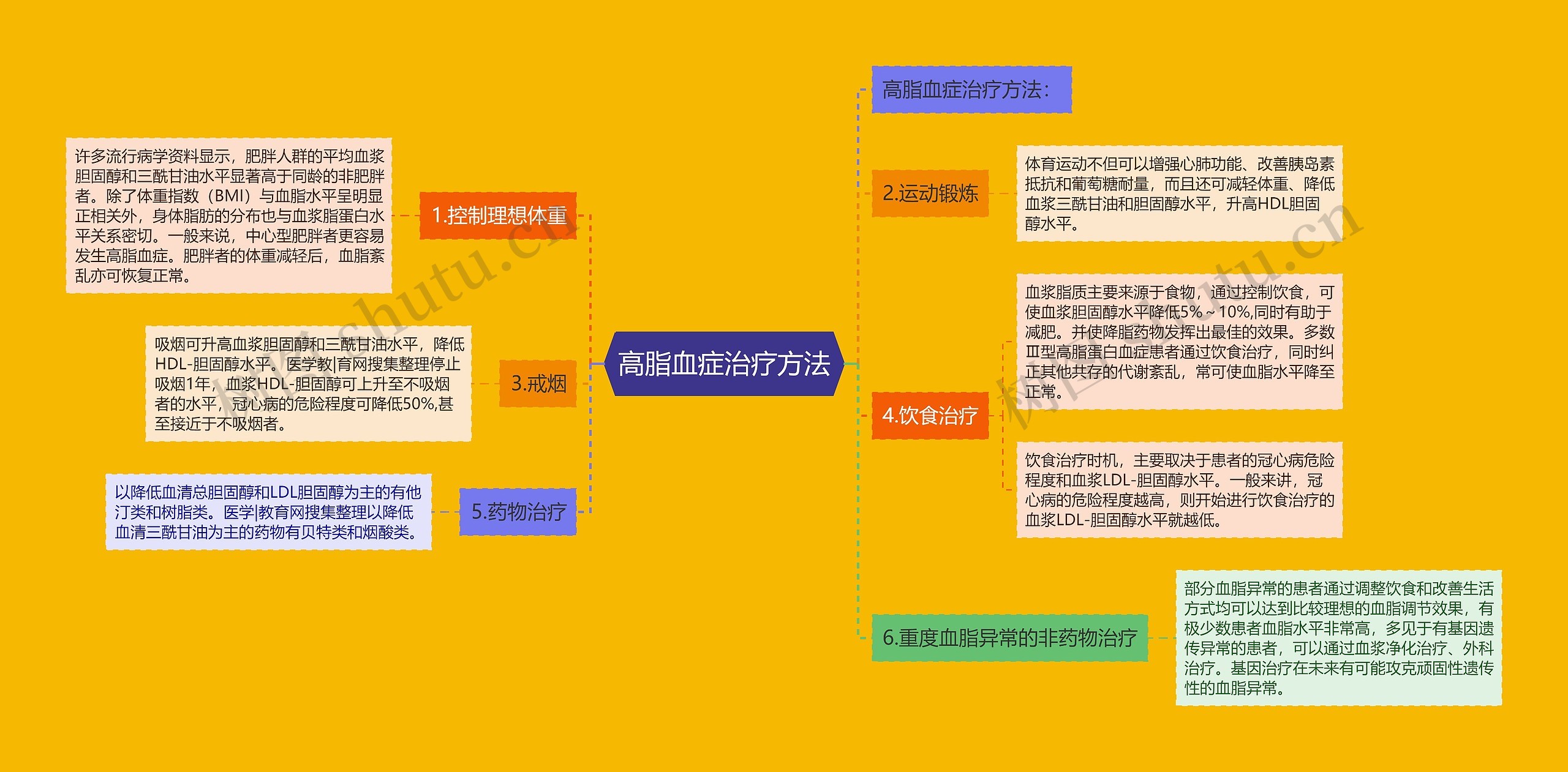 高脂血症治疗方法思维导图