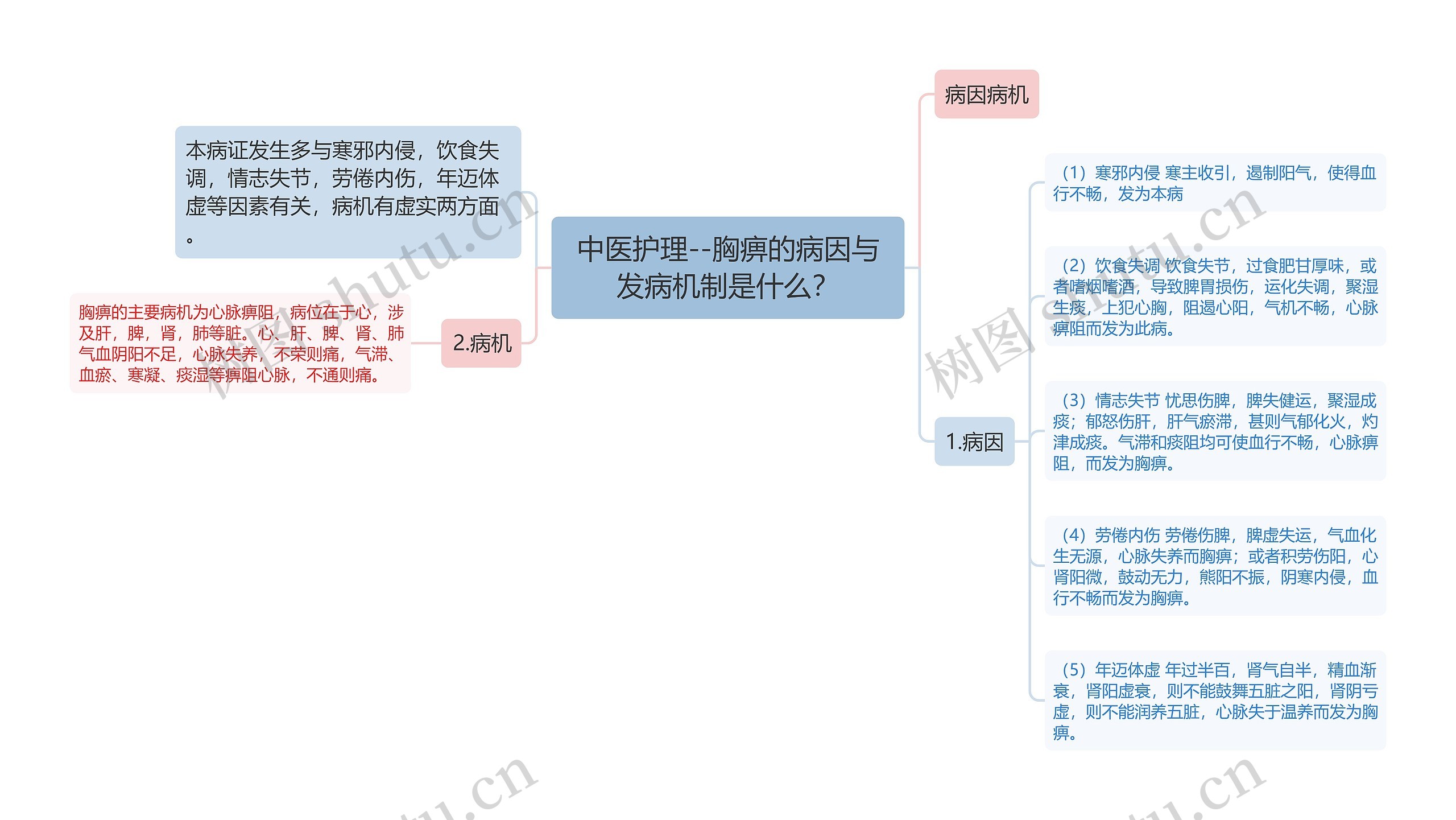 中医护理--胸痹的病因与发病机制是什么？思维导图