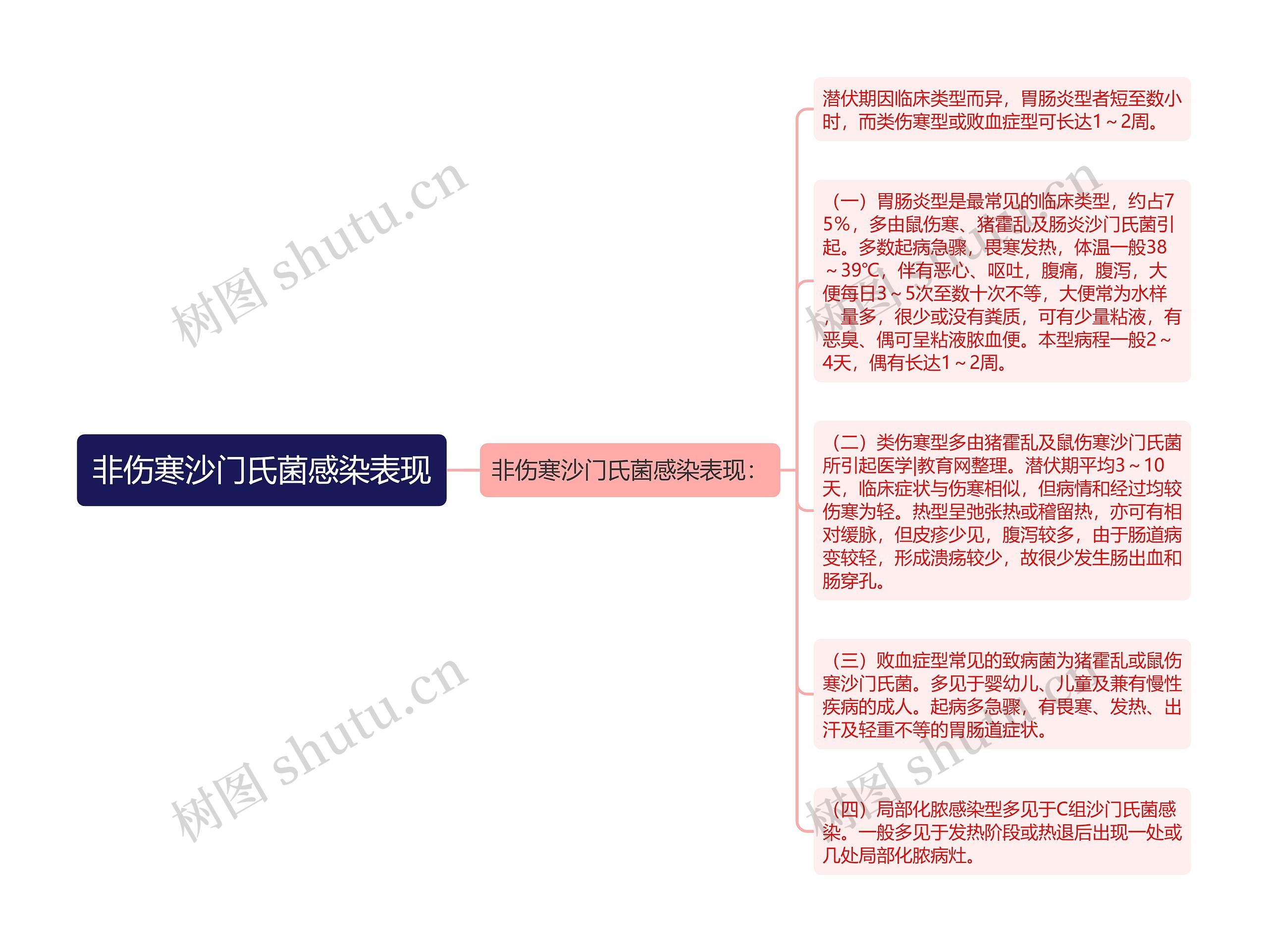 非伤寒沙门氏菌感染表现思维导图