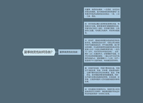 夏季烧烫伤如何急救？