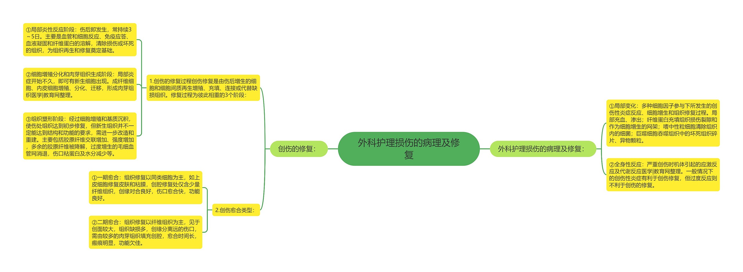 外科护理损伤的病理及修复思维导图