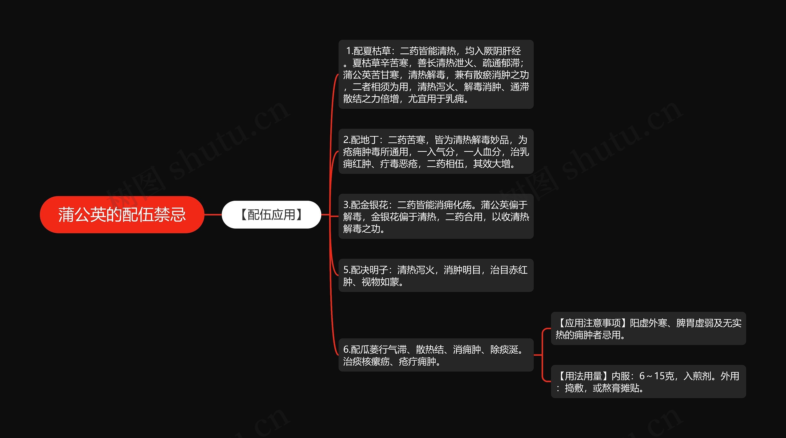 蒲公英的配伍禁忌思维导图