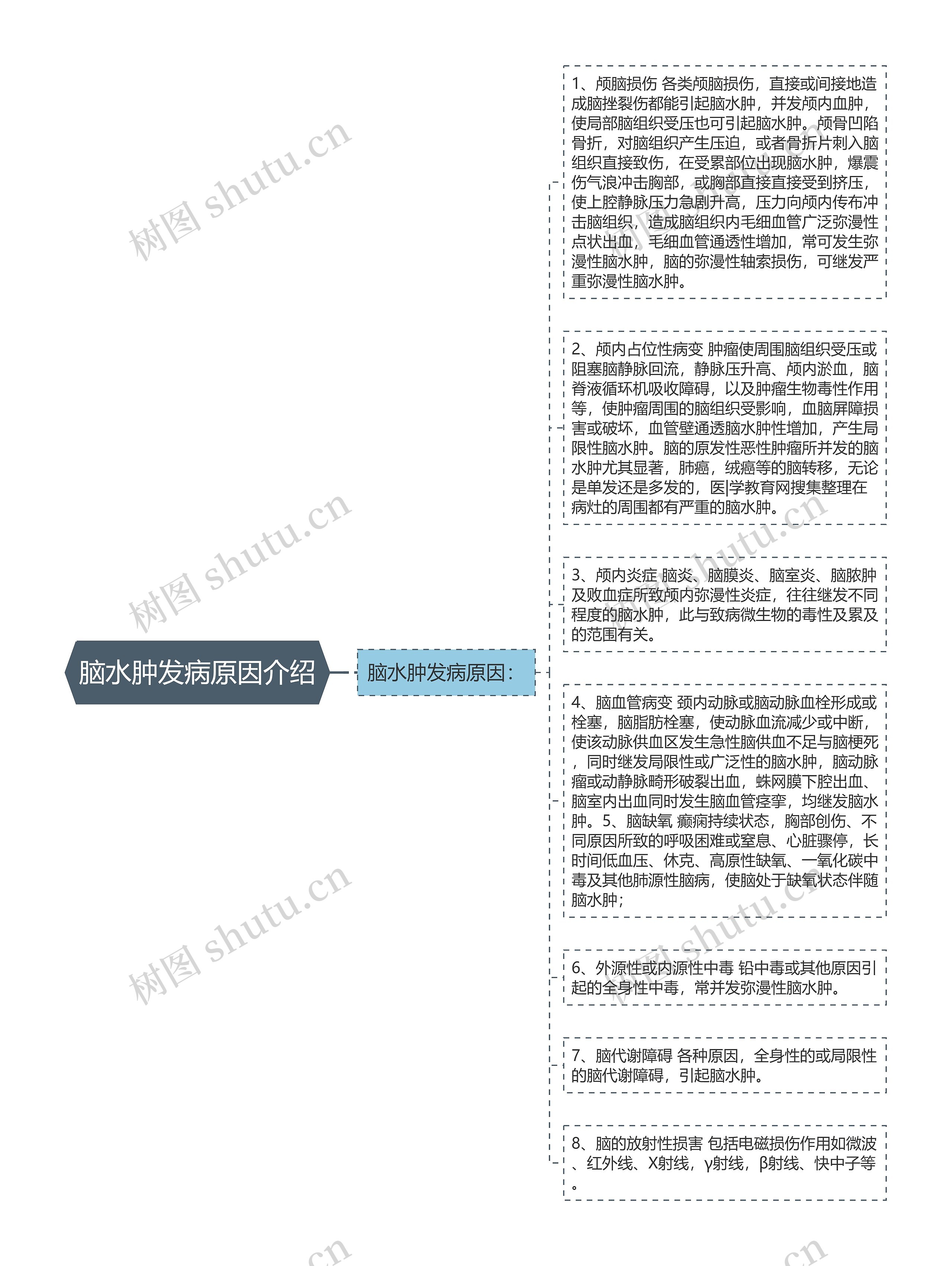 脑水肿发病原因介绍思维导图