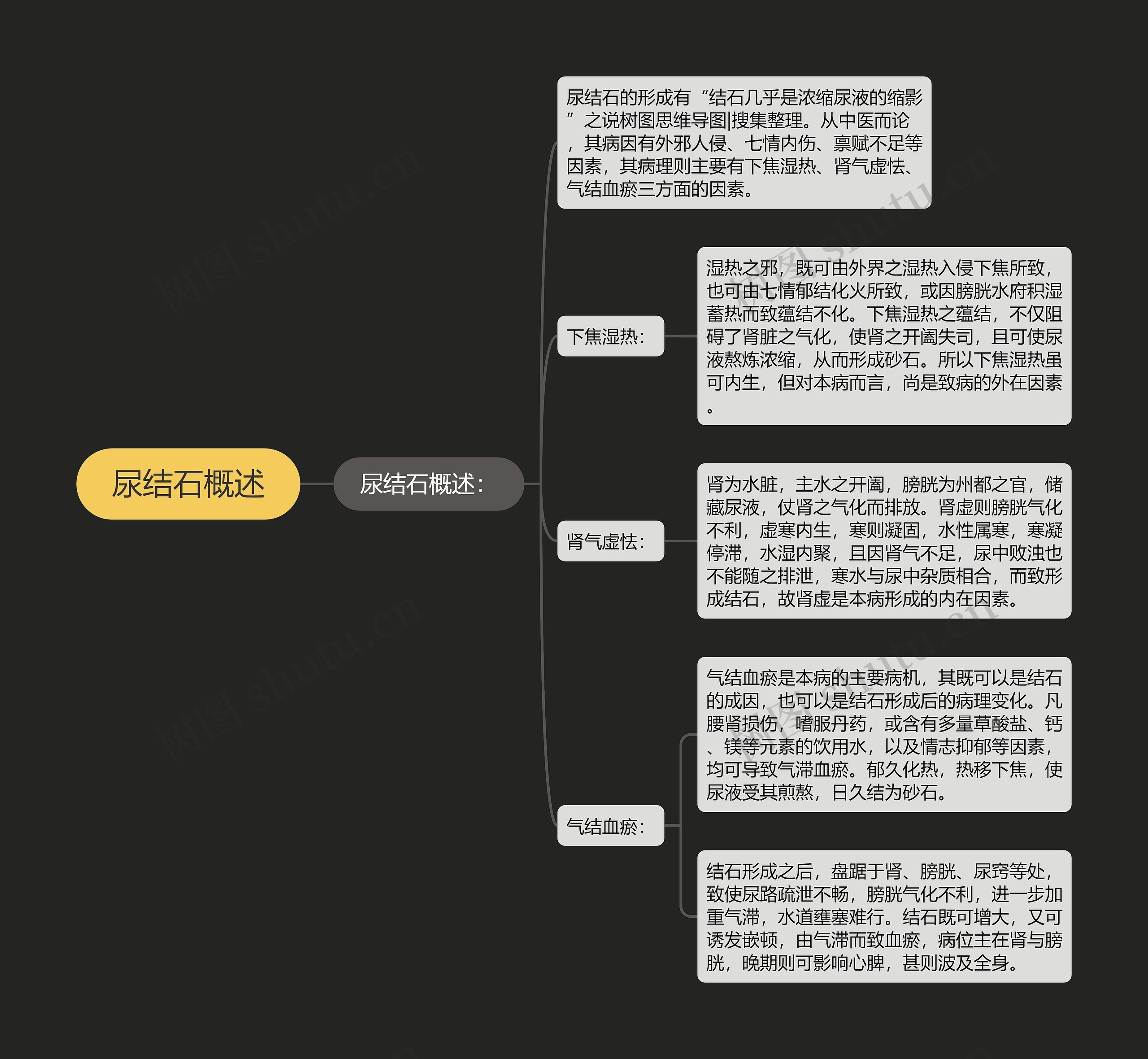 尿结石概述思维导图