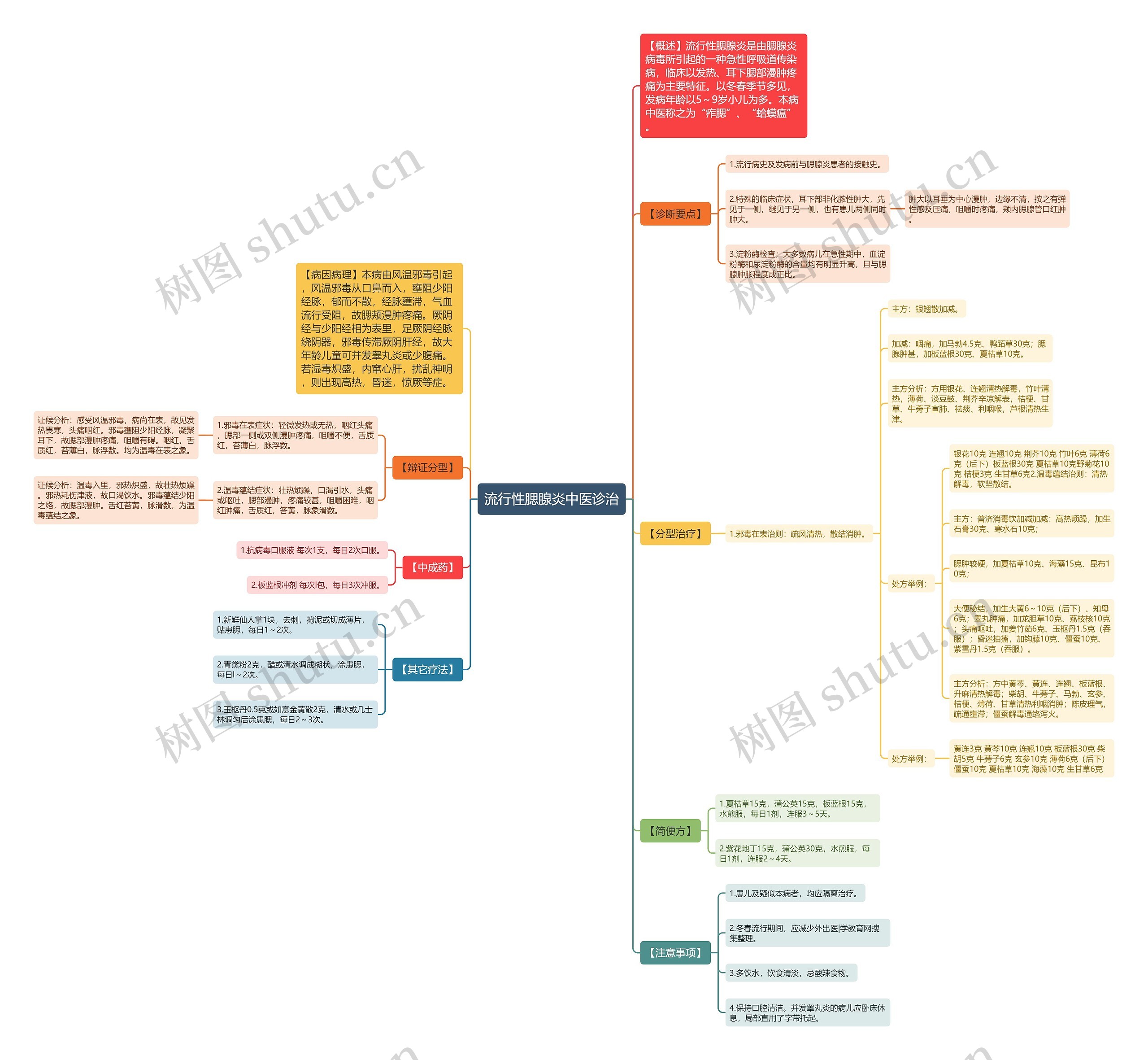 流行性腮腺炎中医诊治思维导图