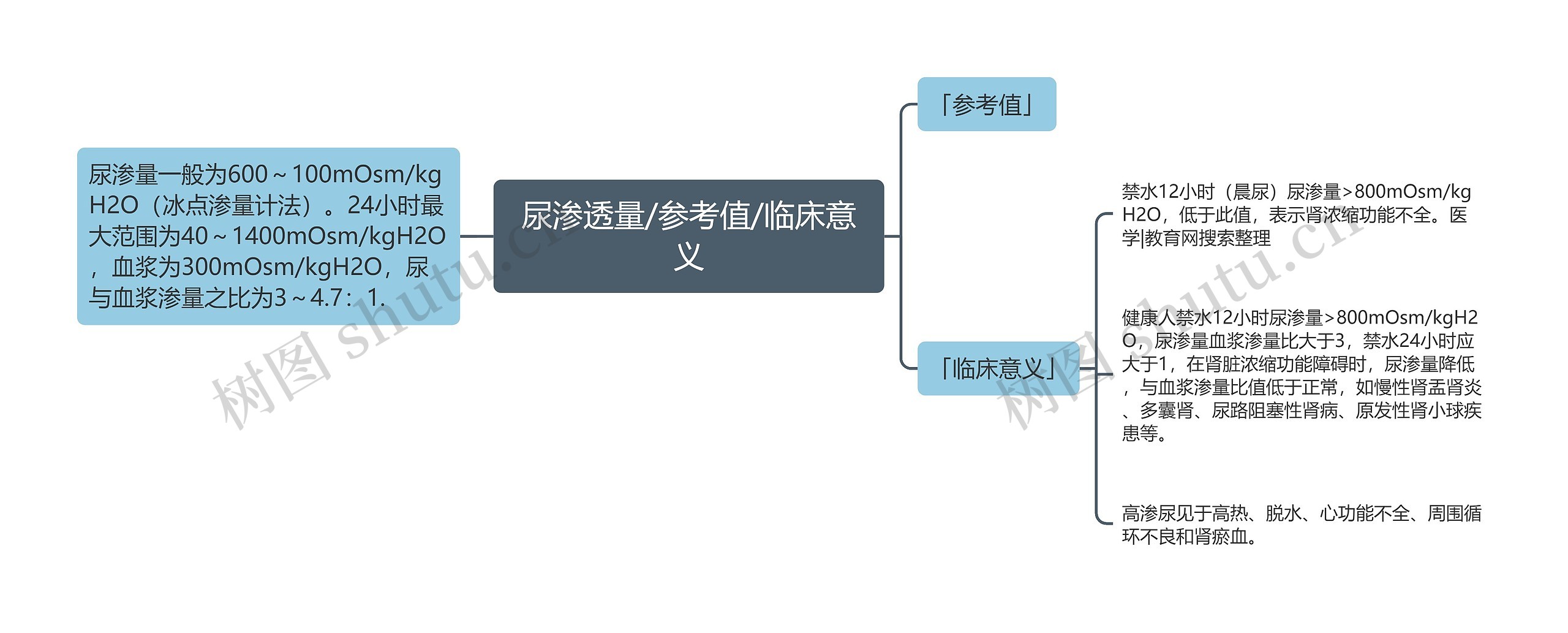 尿渗透量/参考值/临床意义思维导图