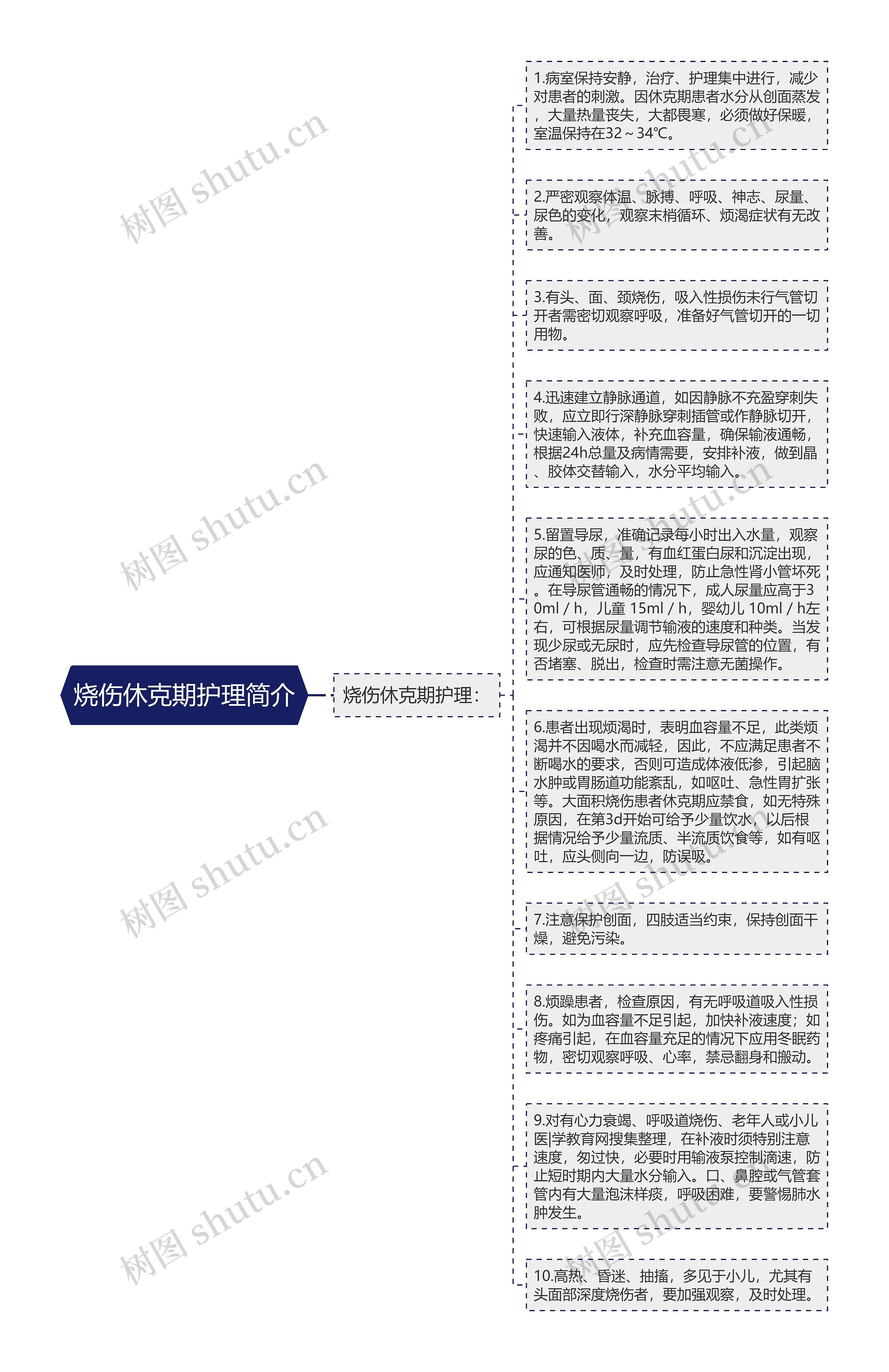 烧伤休克期护理简介思维导图