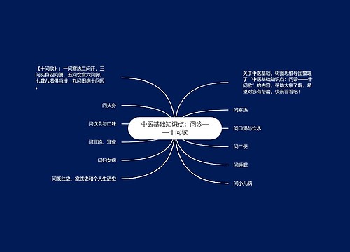 中医基础知识点：问诊——十问歌