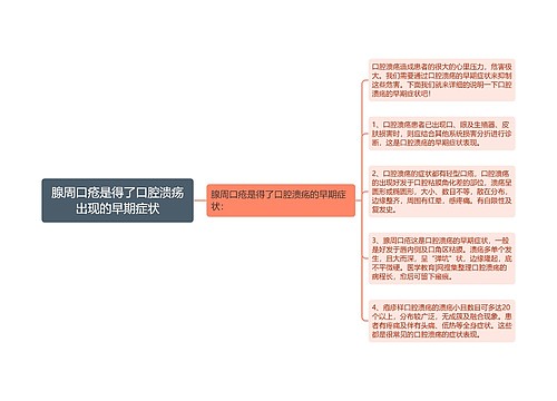 腺周口疮是得了口腔溃疡出现的早期症状