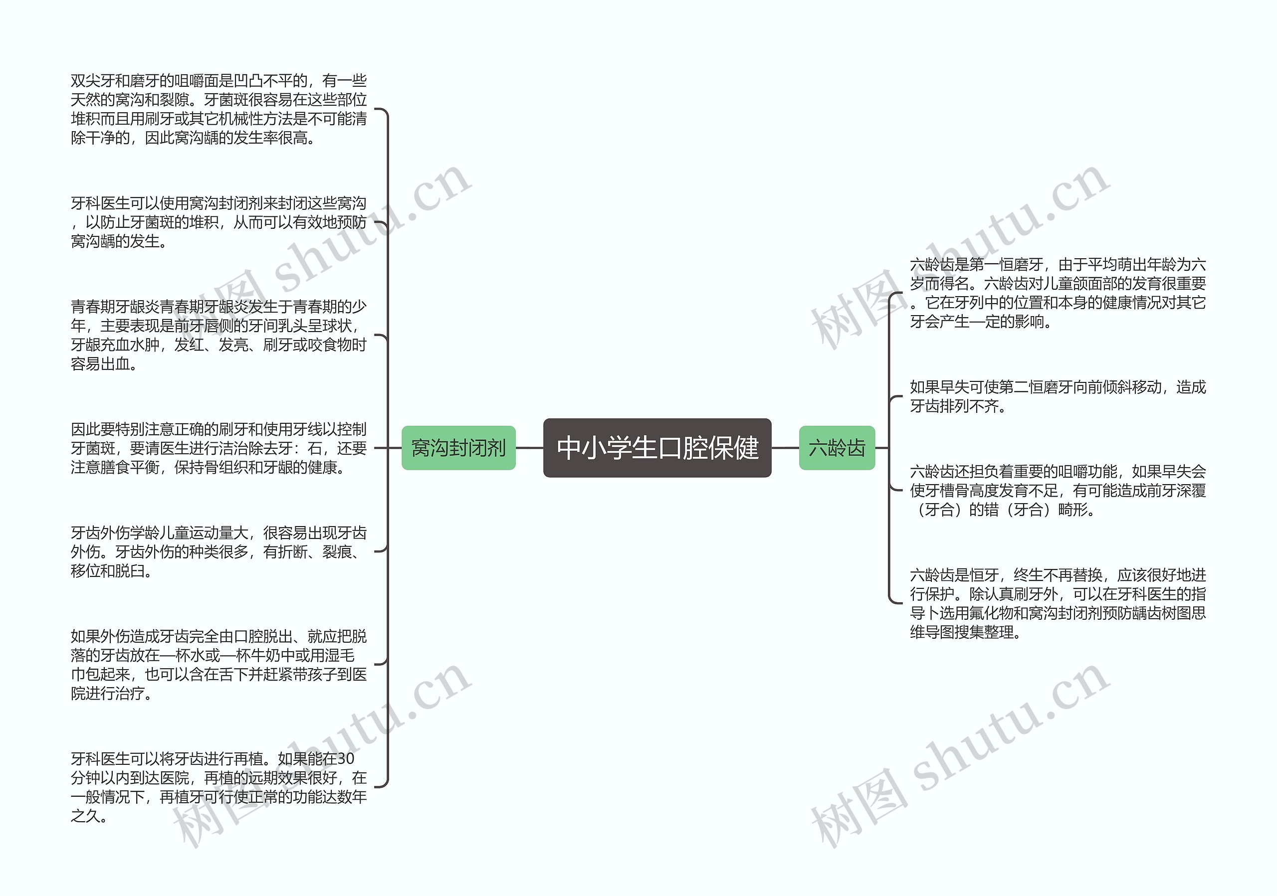 中小学生口腔保健思维导图