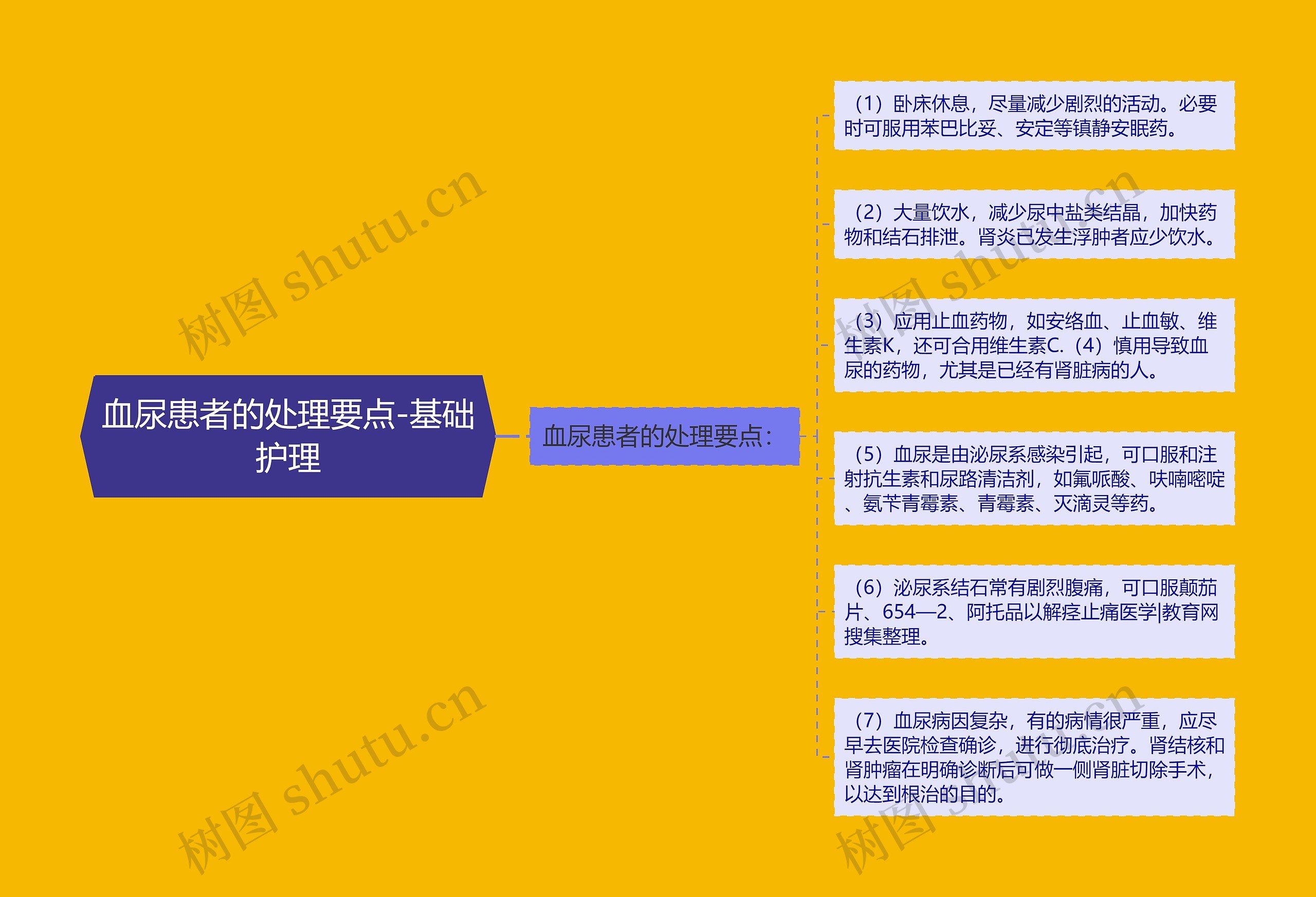 血尿患者的处理要点-基础护理思维导图