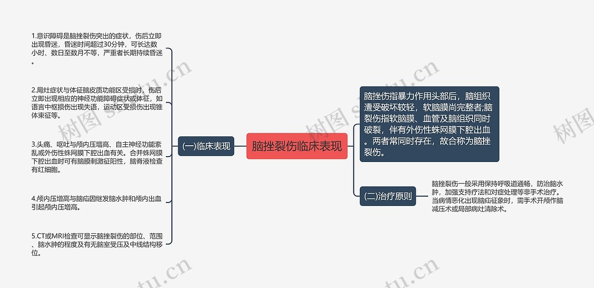 脑挫裂伤临床表现思维导图_编号p6773111-TreeMind树图