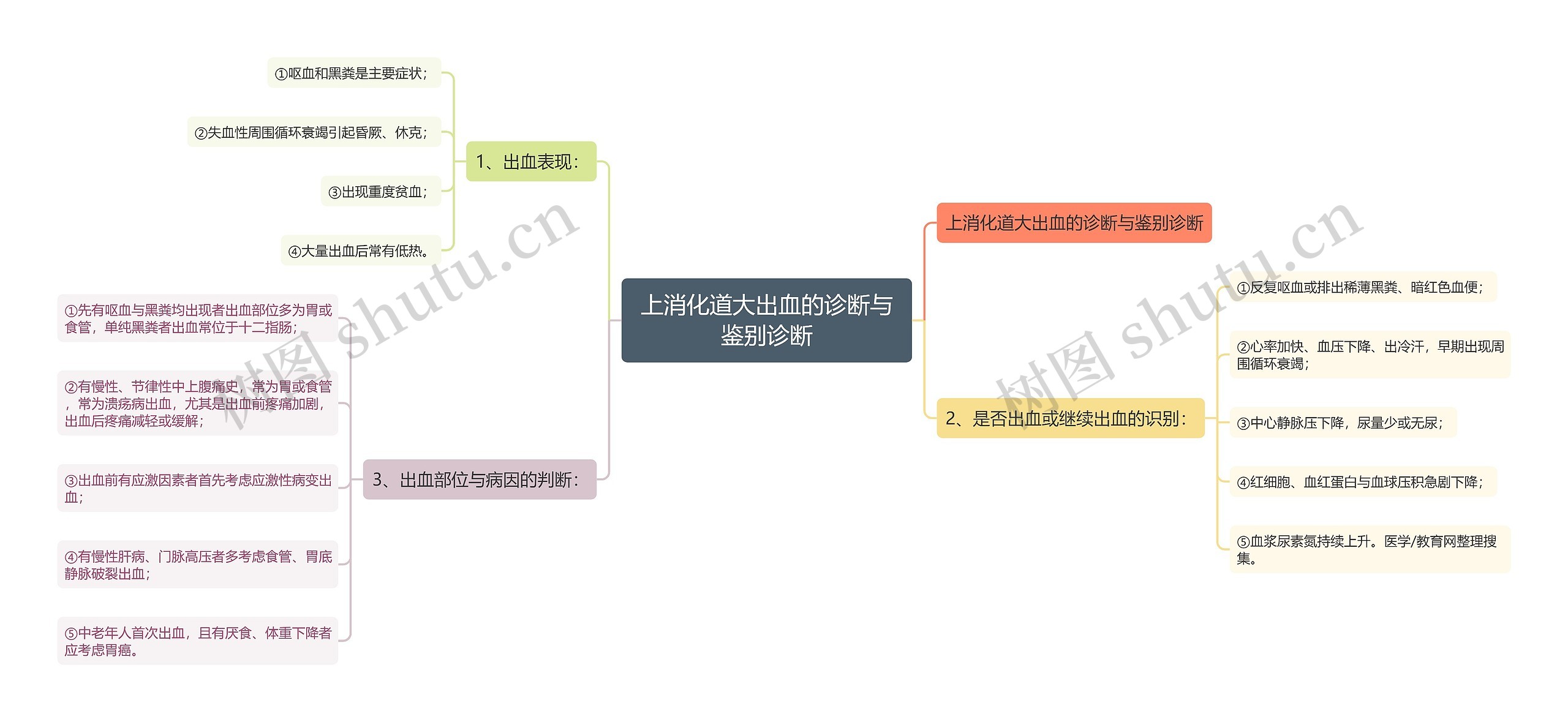 上消化道大出血的诊断与鉴别诊断思维导图