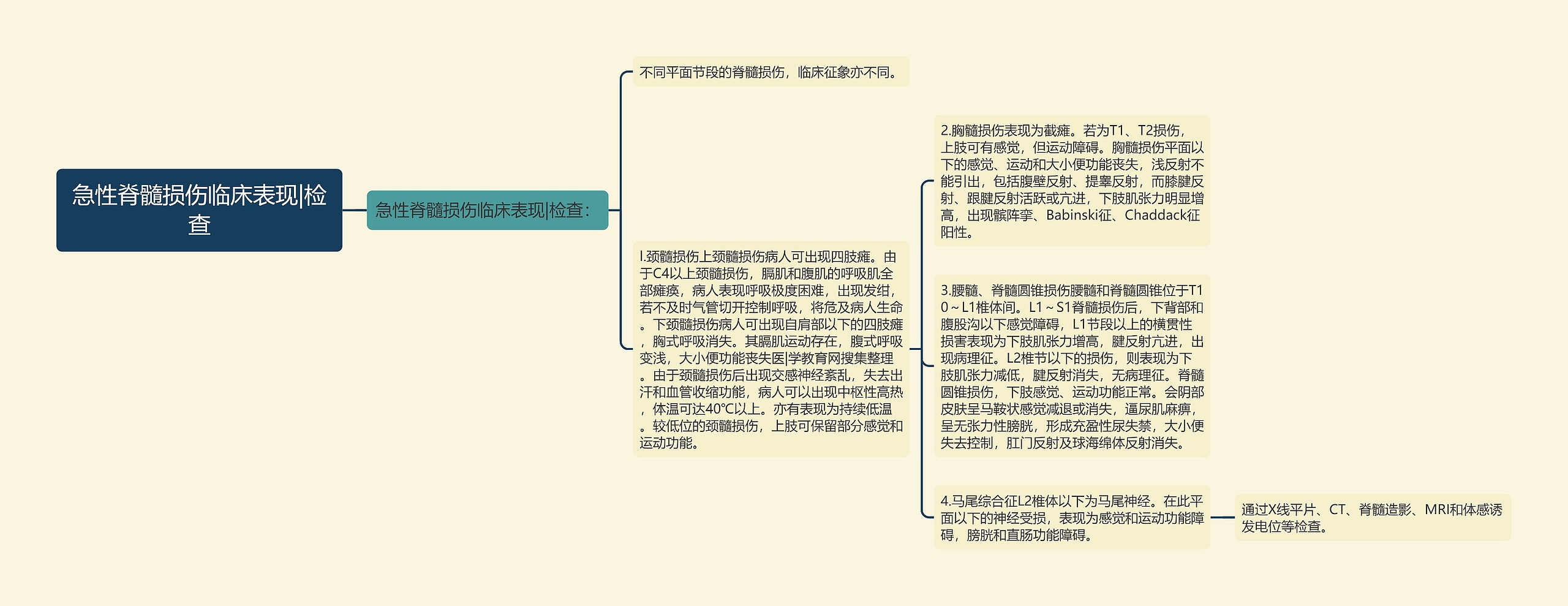 急性脊髓损伤临床表现|检查思维导图