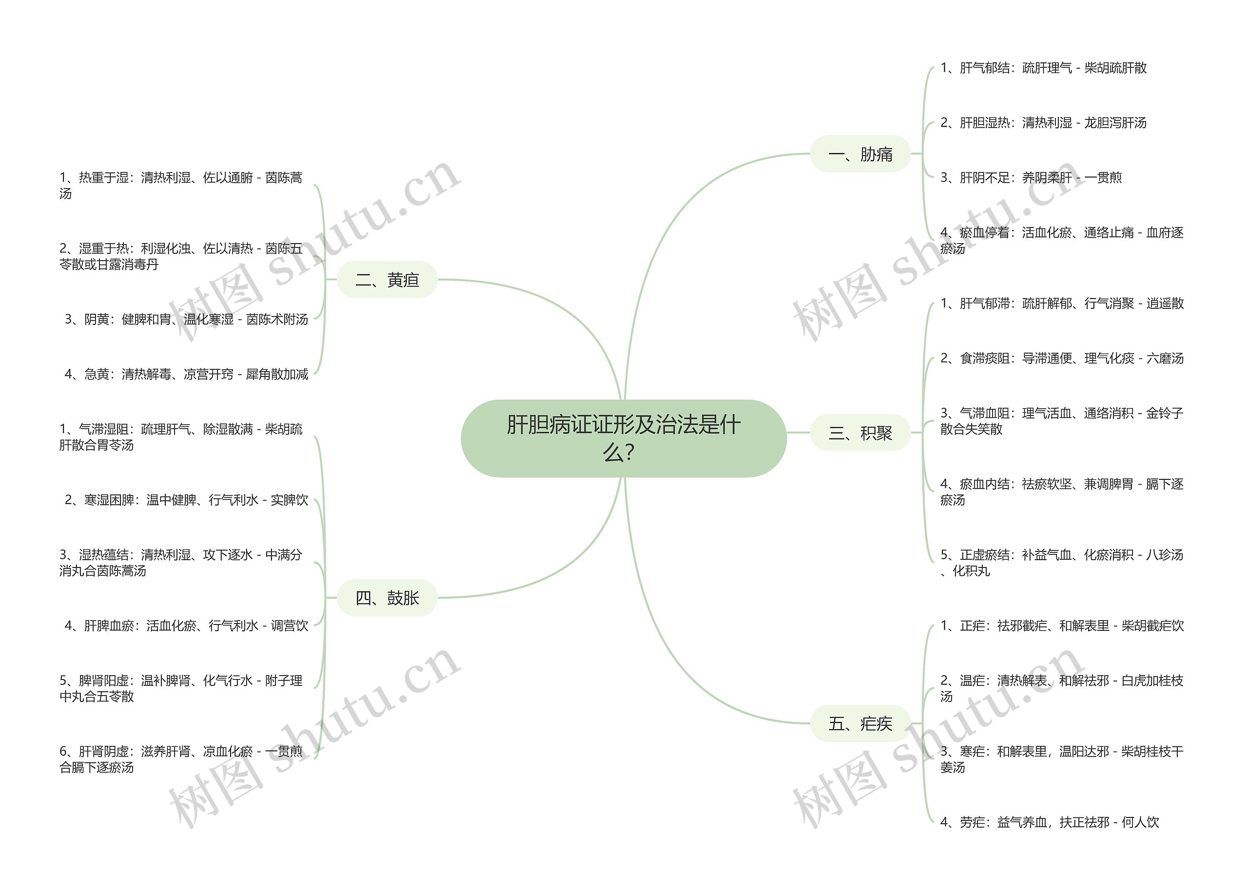 肝胆病证证形及治法是什么？思维导图