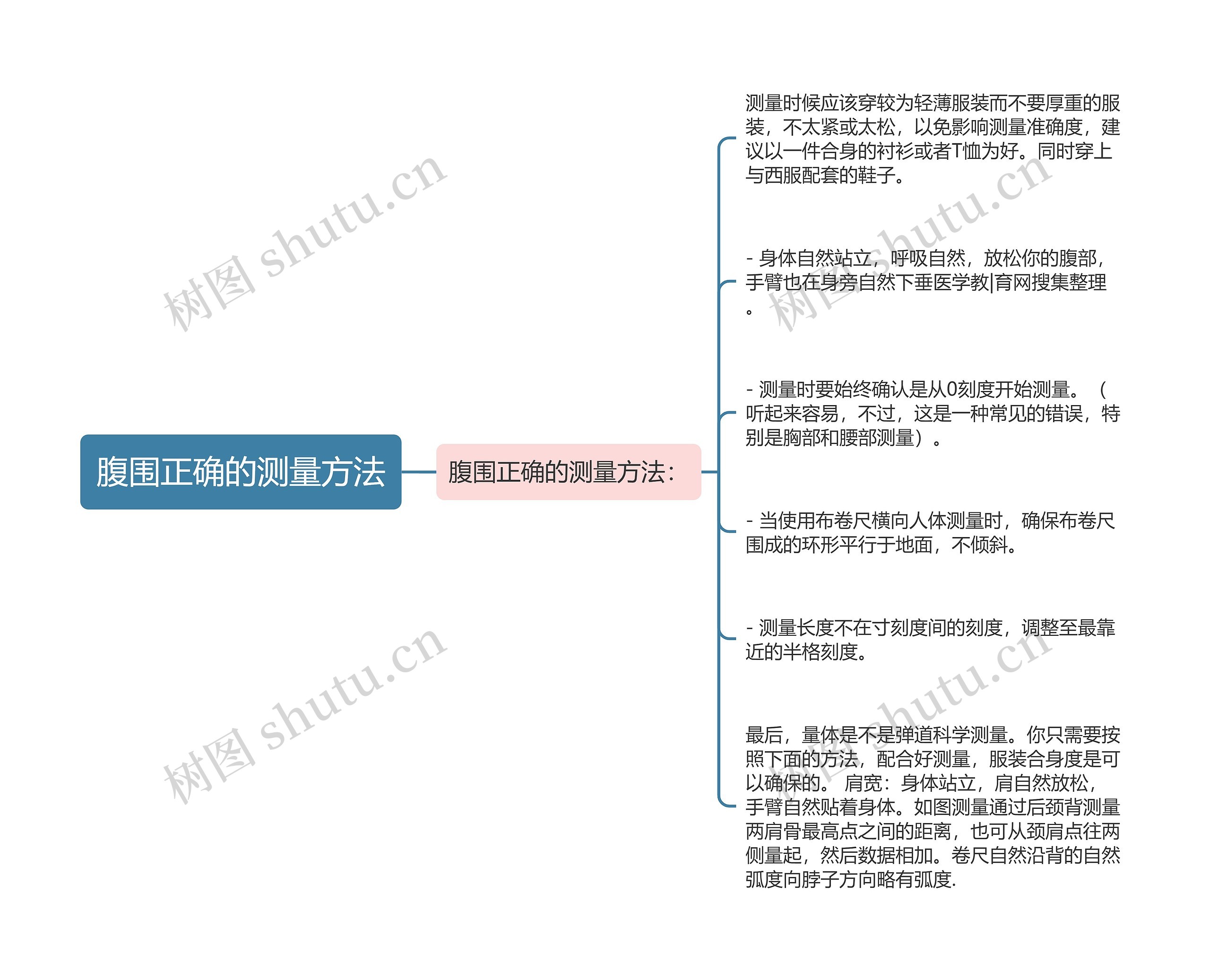 腹围正确的测量方法思维导图