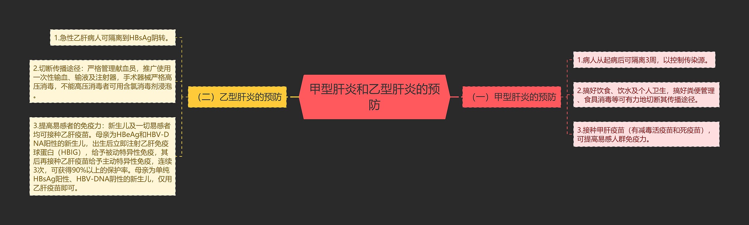 甲型肝炎和乙型肝炎的预防思维导图