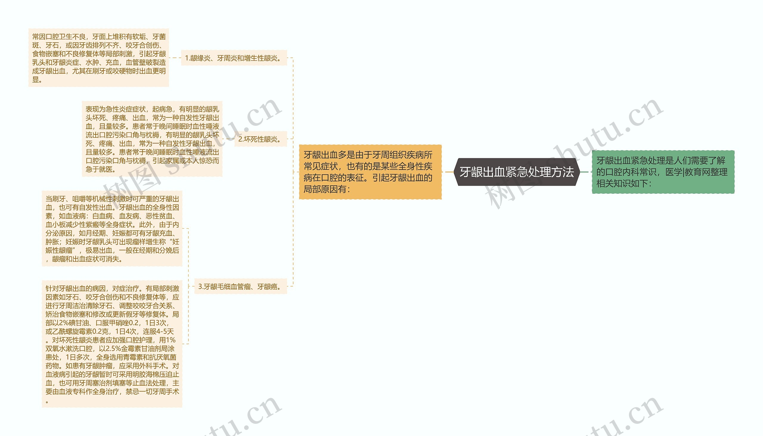 牙龈出血紧急处理方法思维导图