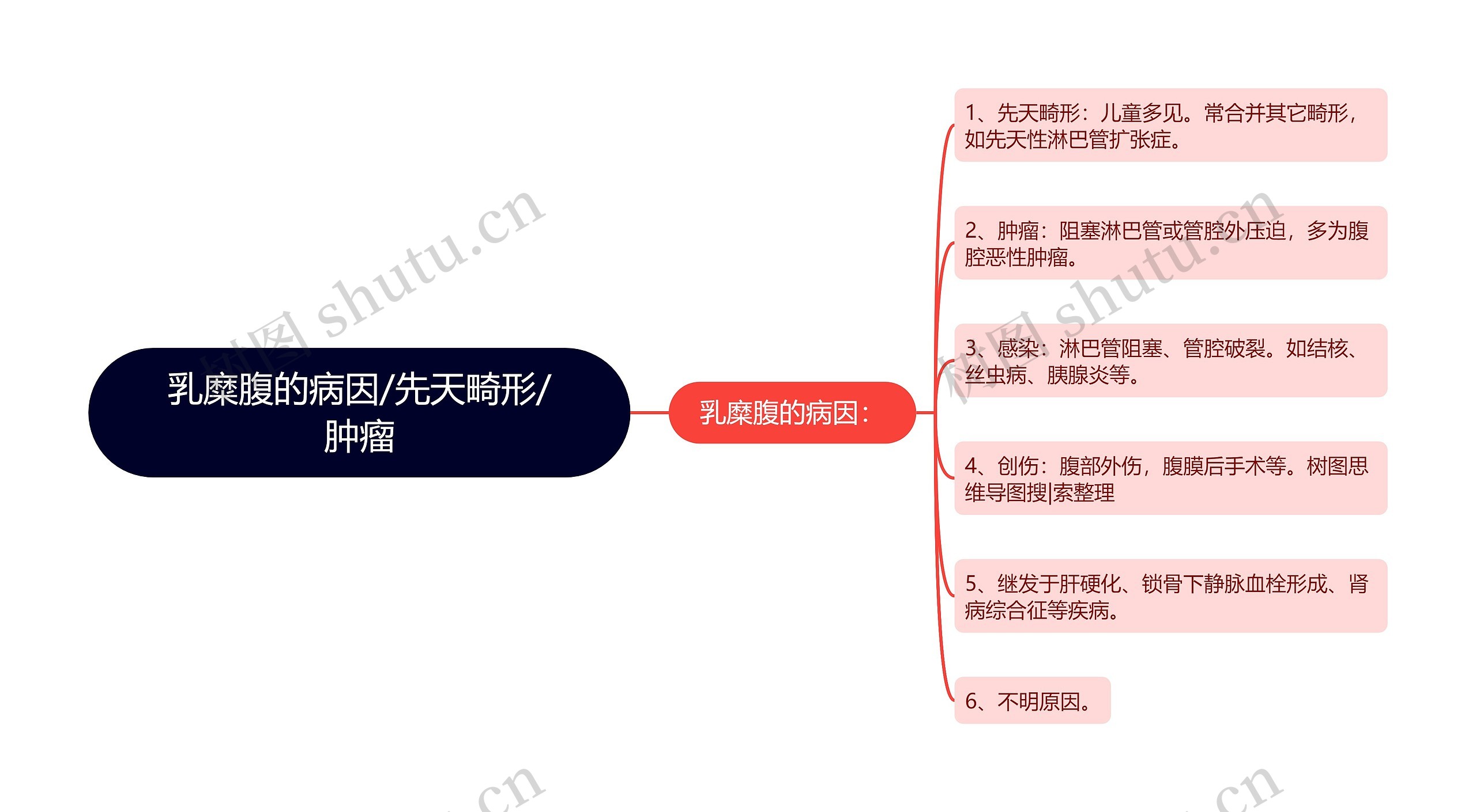 乳糜腹的病因/先天畸形/肿瘤思维导图