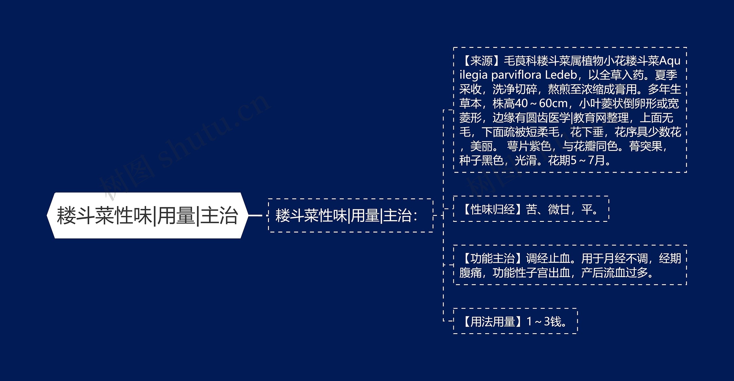 耧斗菜性味|用量|主治思维导图