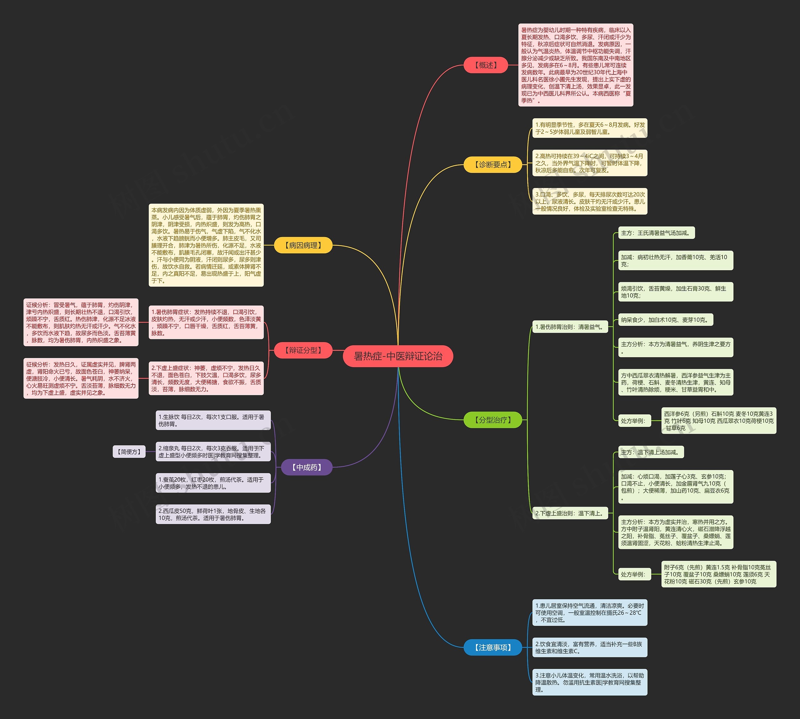 暑热症-中医辩证论治思维导图
