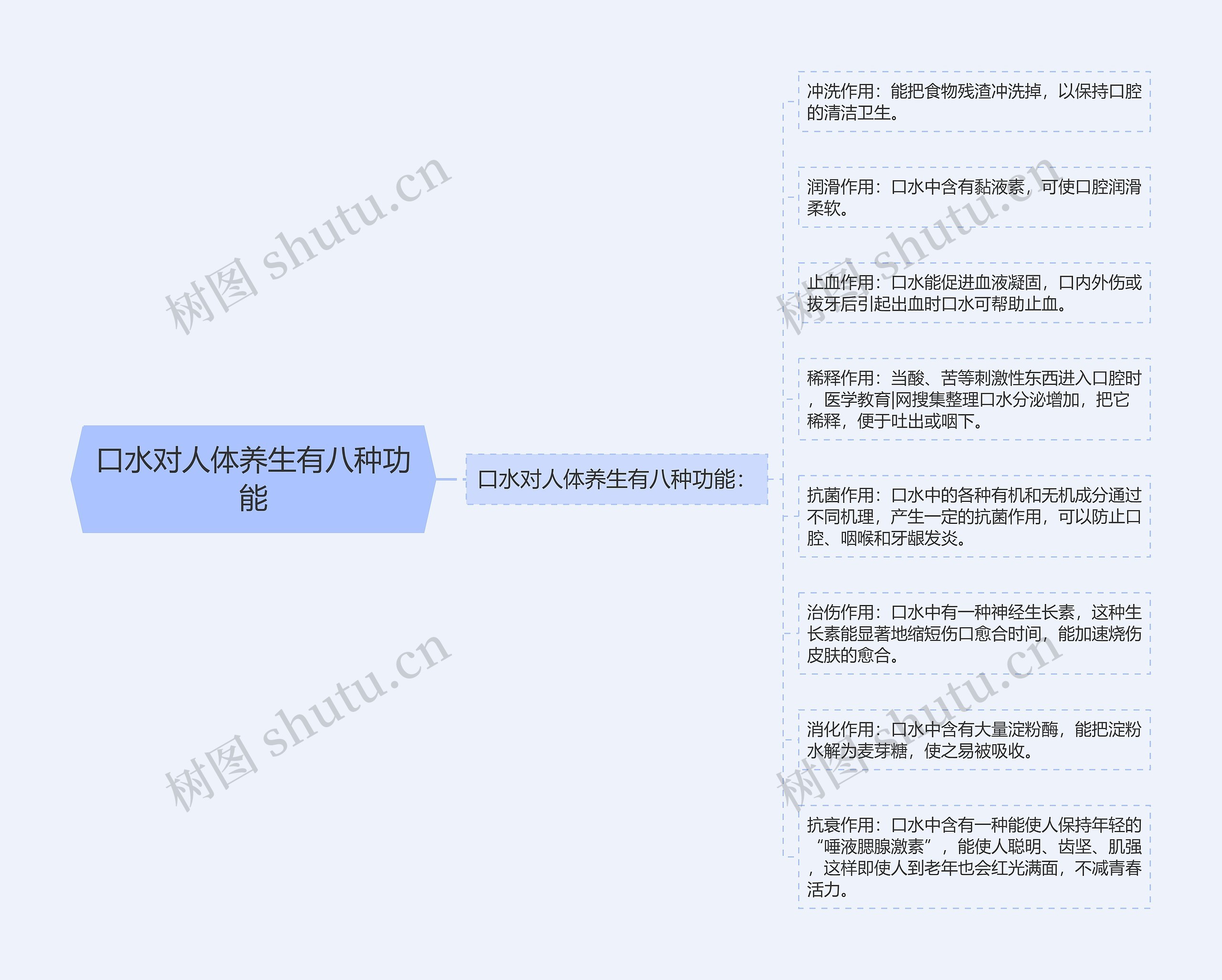 口水对人体养生有八种功能思维导图