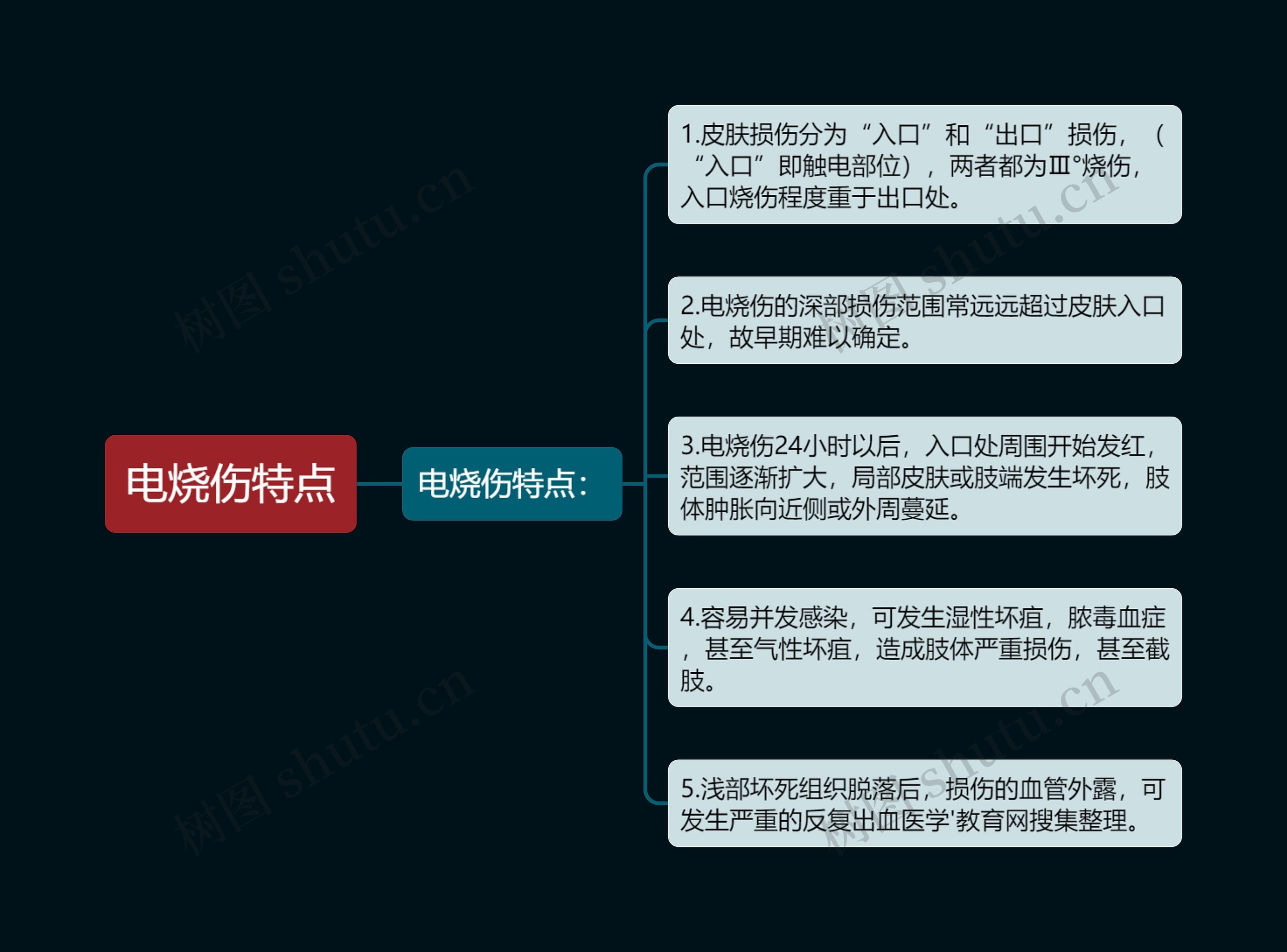 电烧伤特点思维导图