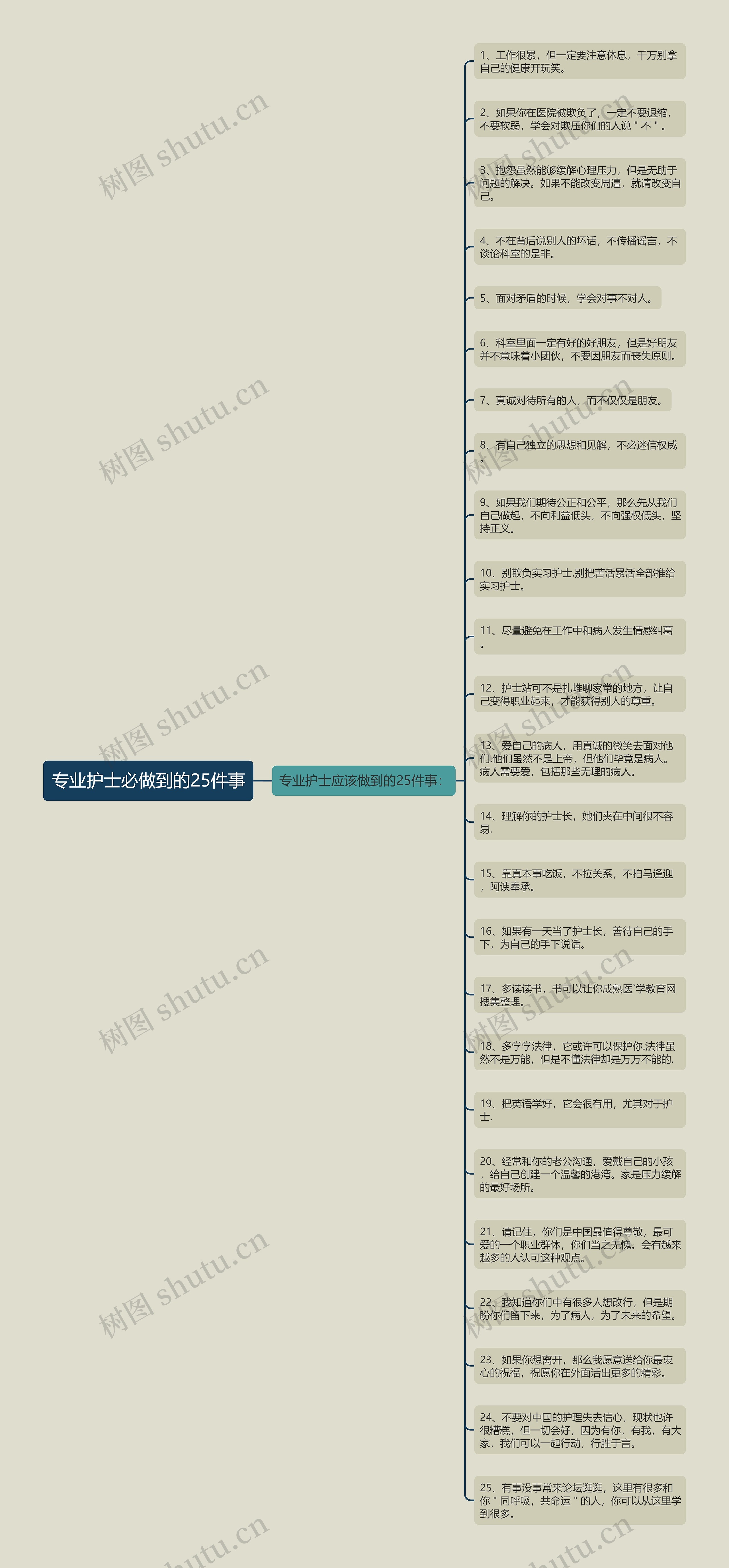 专业护士必做到的25件事思维导图