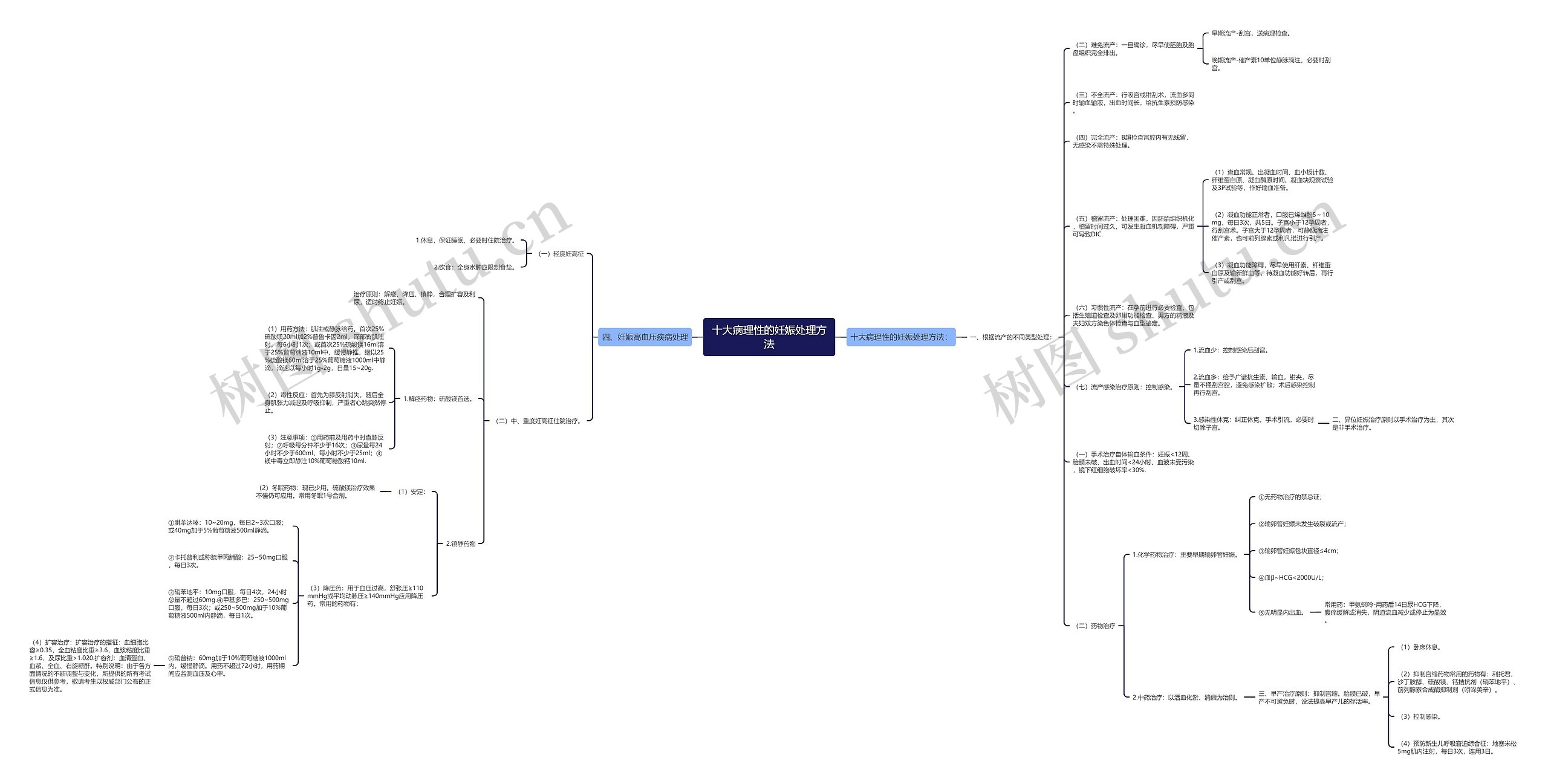十大病理性的妊娠处理方法思维导图