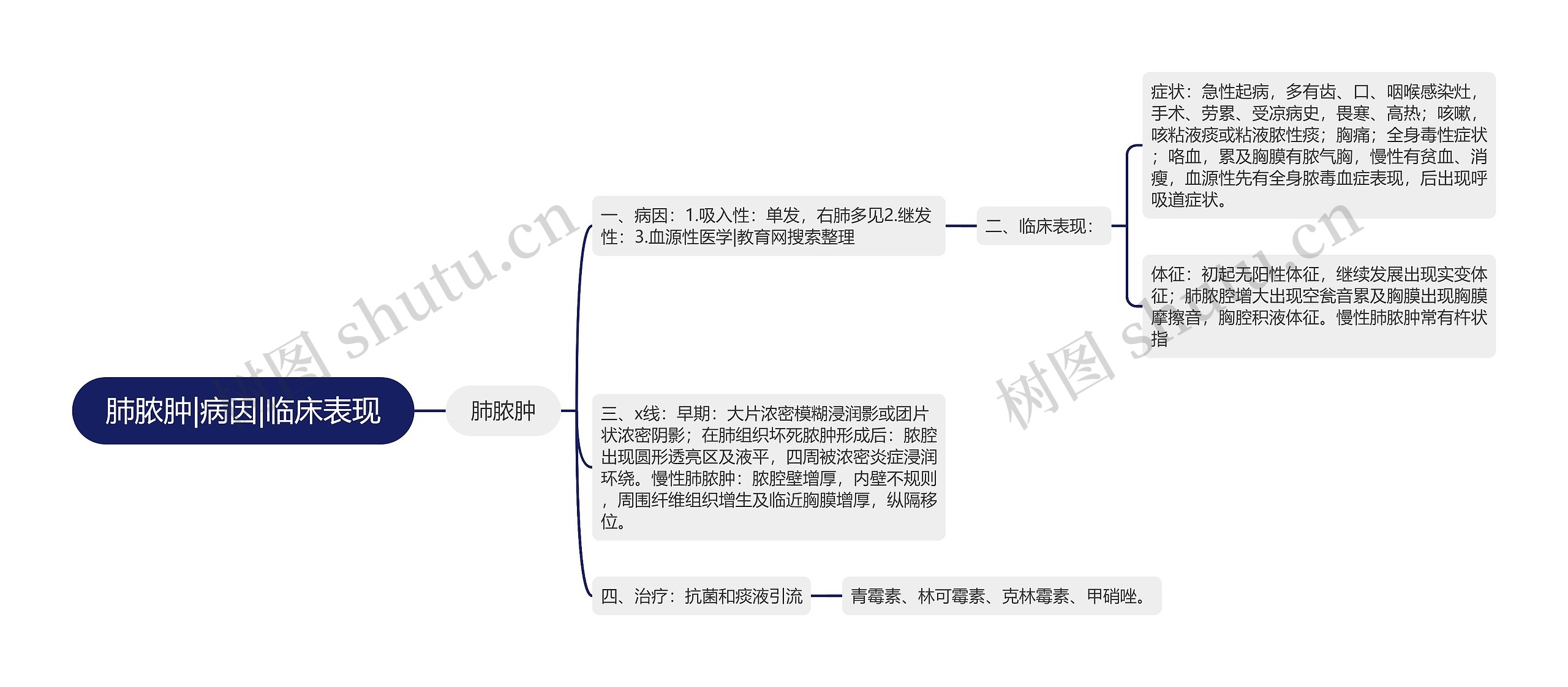 肺脓肿|病因|临床表现思维导图