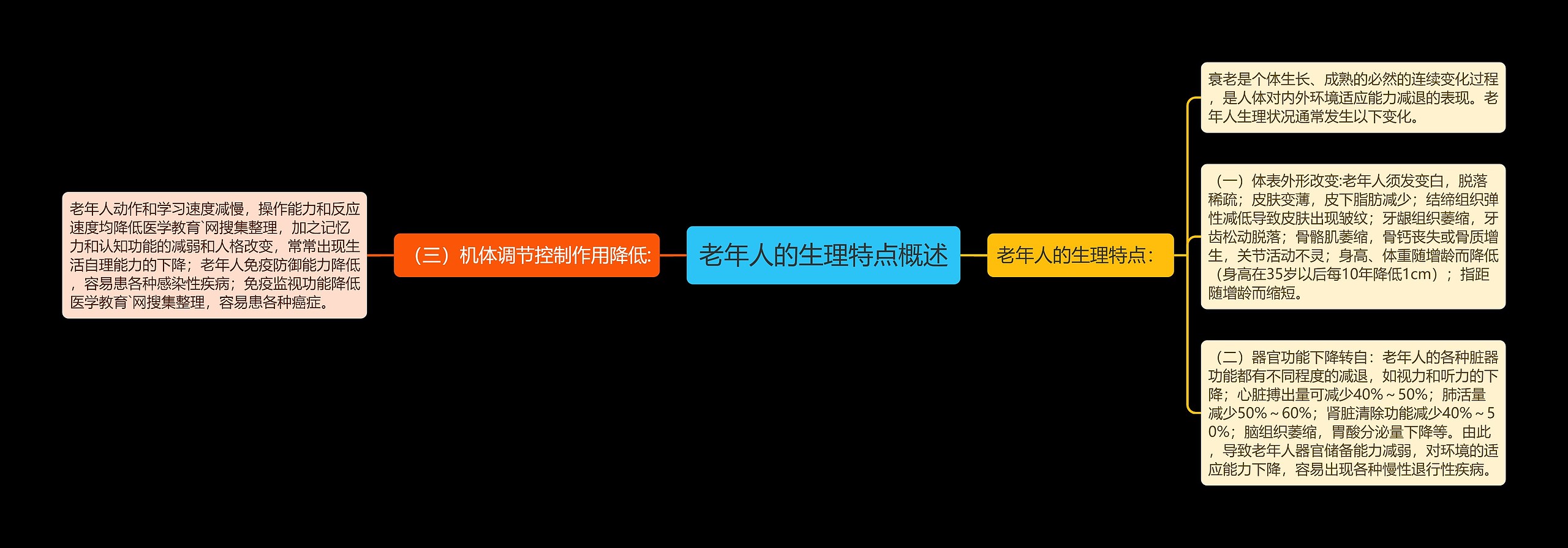 老年人的生理特点概述思维导图