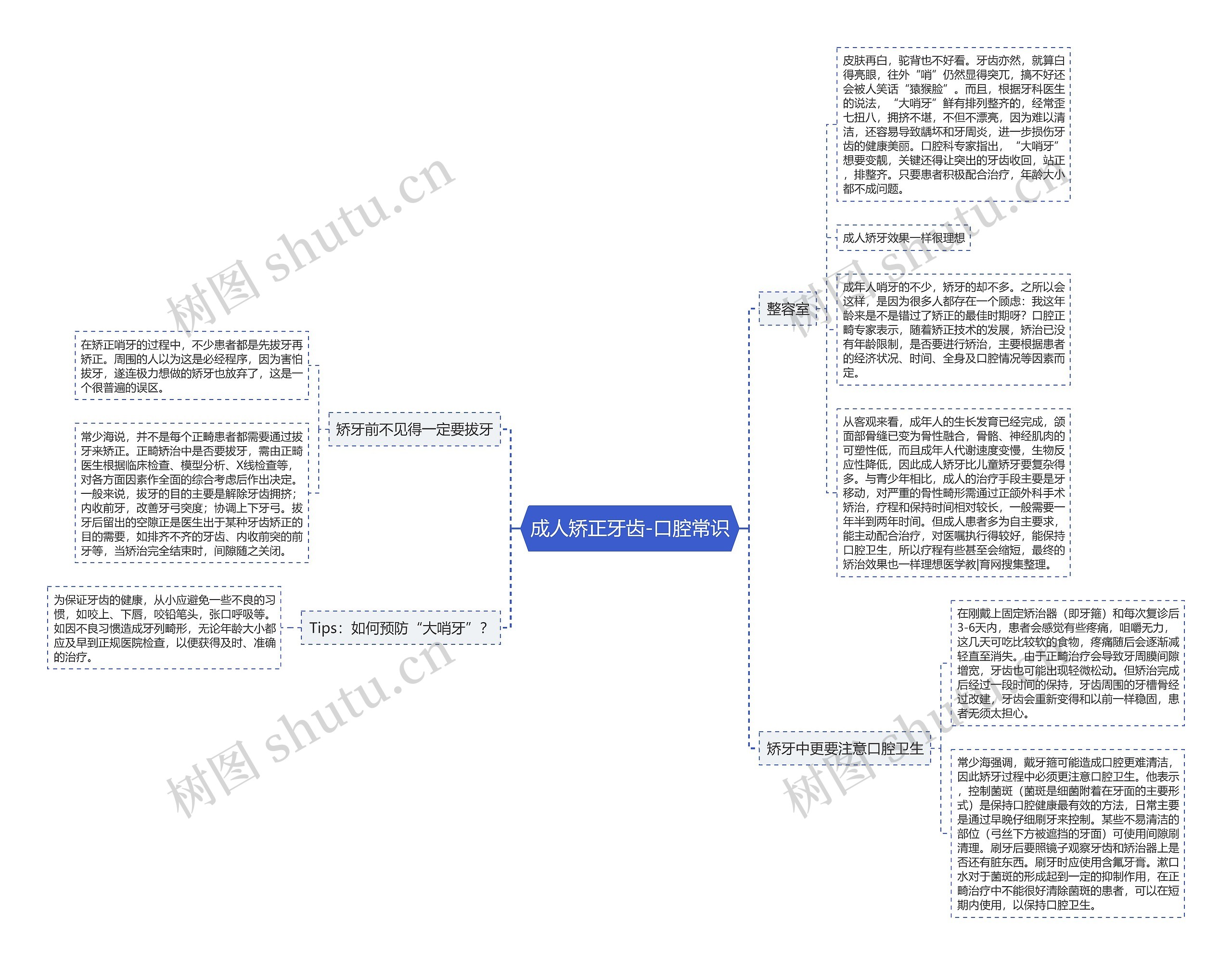 成人矫正牙齿-口腔常识思维导图