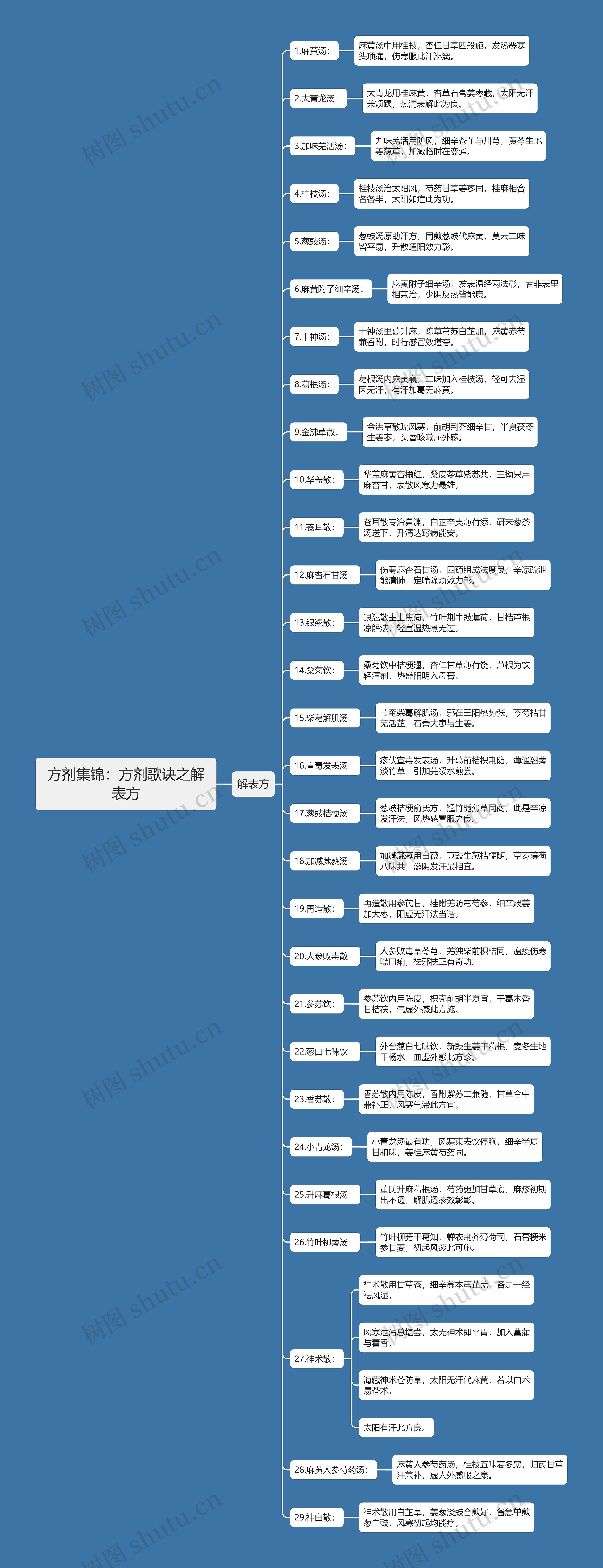 方剂集锦：方剂歌诀之解表方思维导图