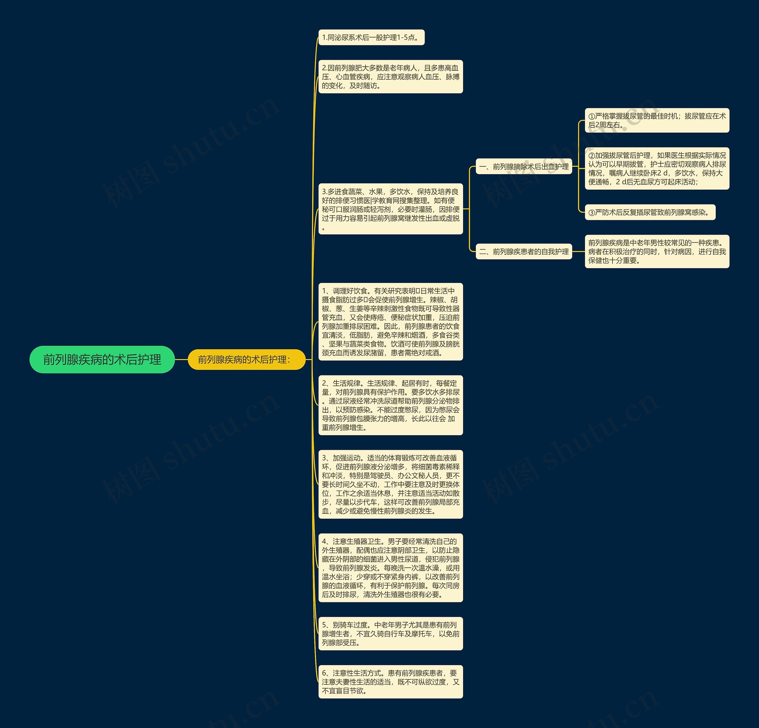 前列腺疾病的术后护理思维导图