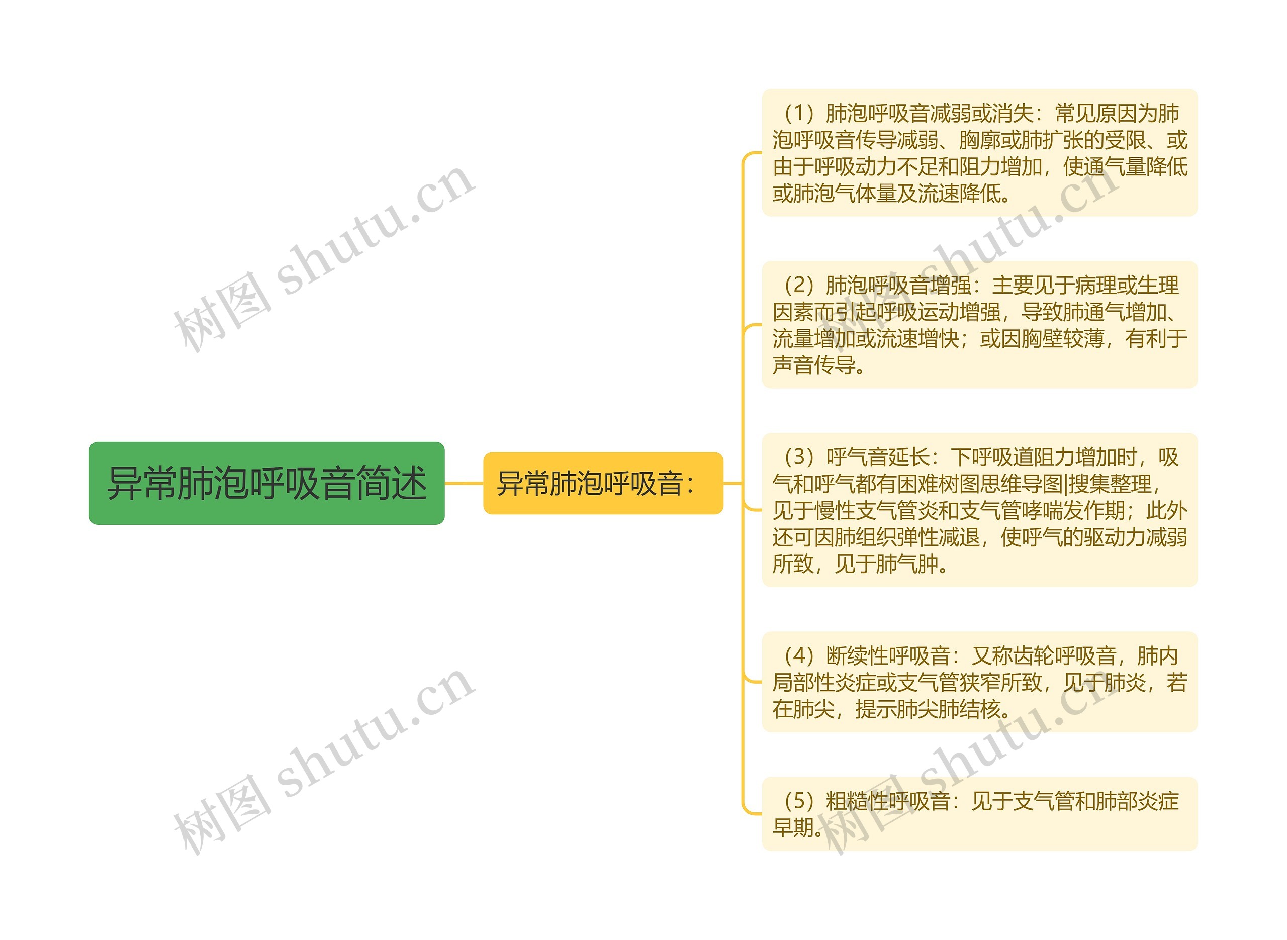 异常肺泡呼吸音简述思维导图