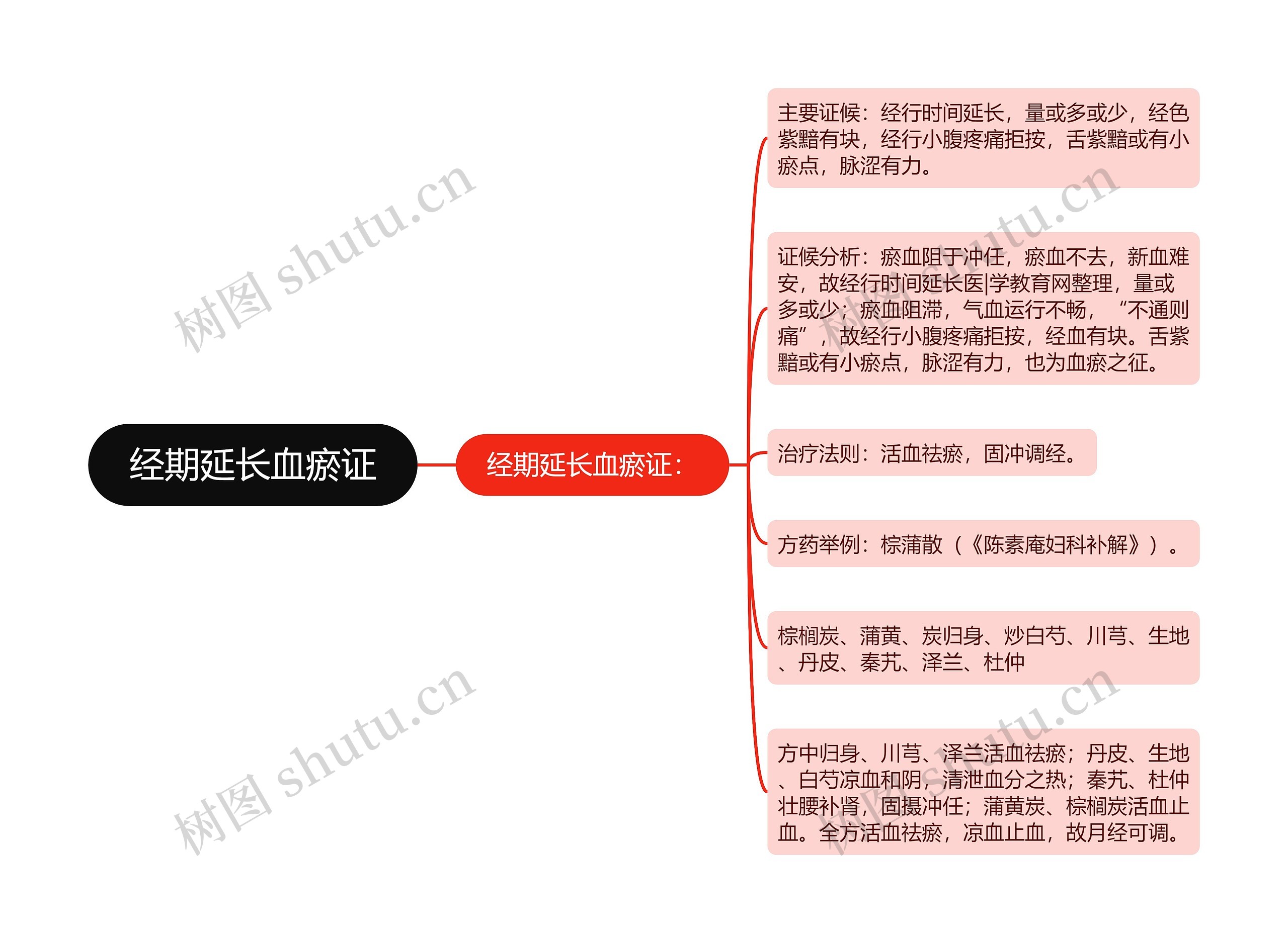 经期延长血瘀证思维导图