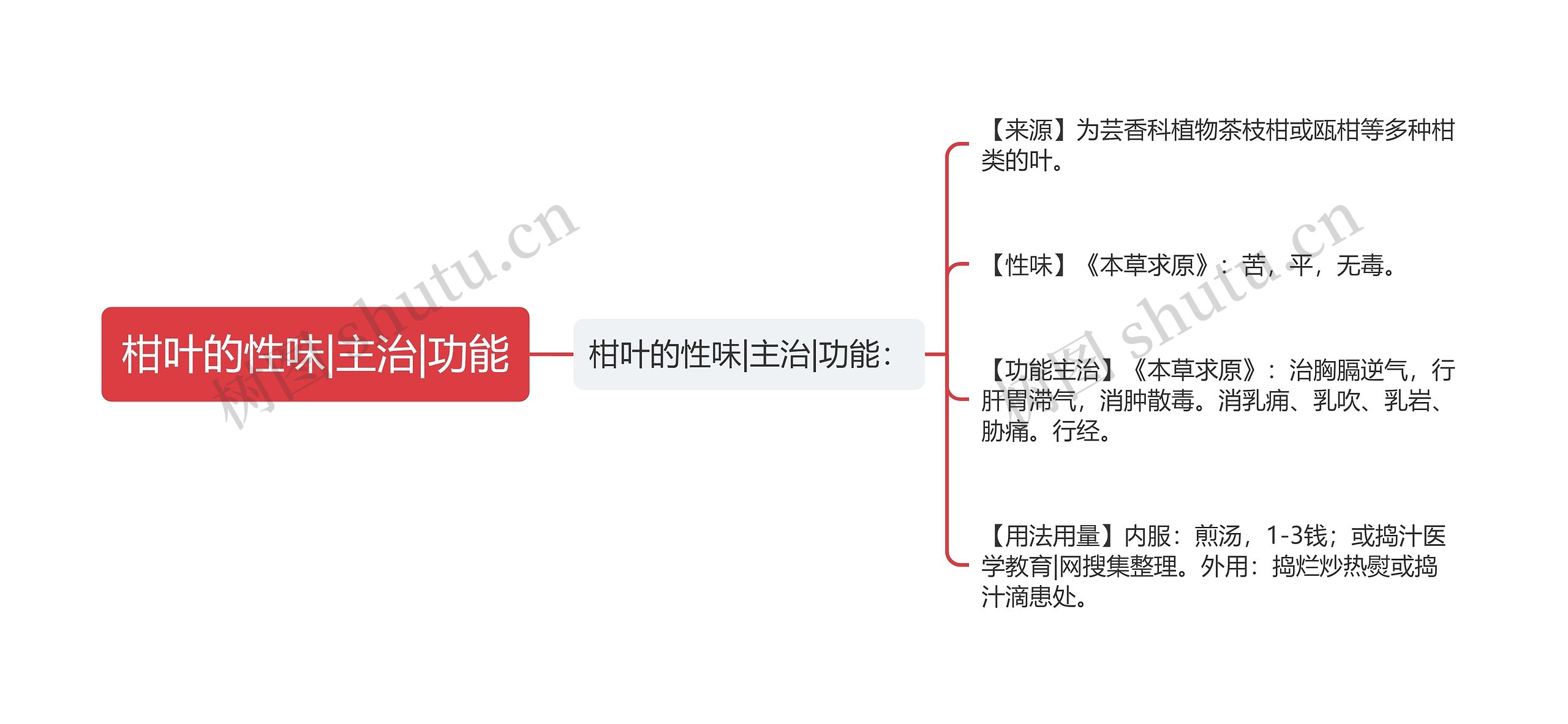 柑叶的性味|主治|功能思维导图