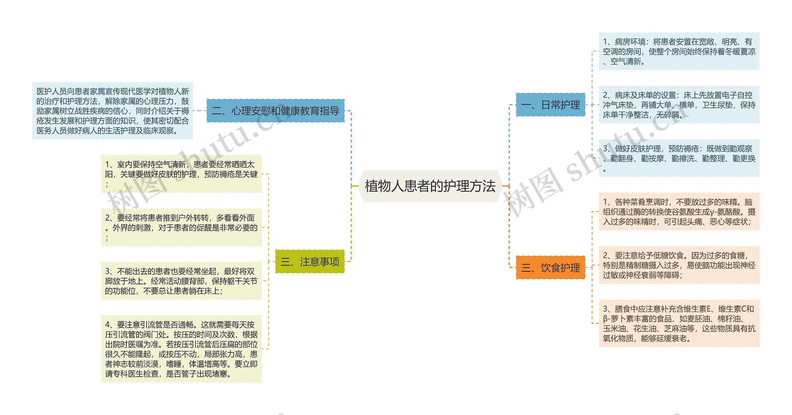 植物人患者的护理方法思维导图