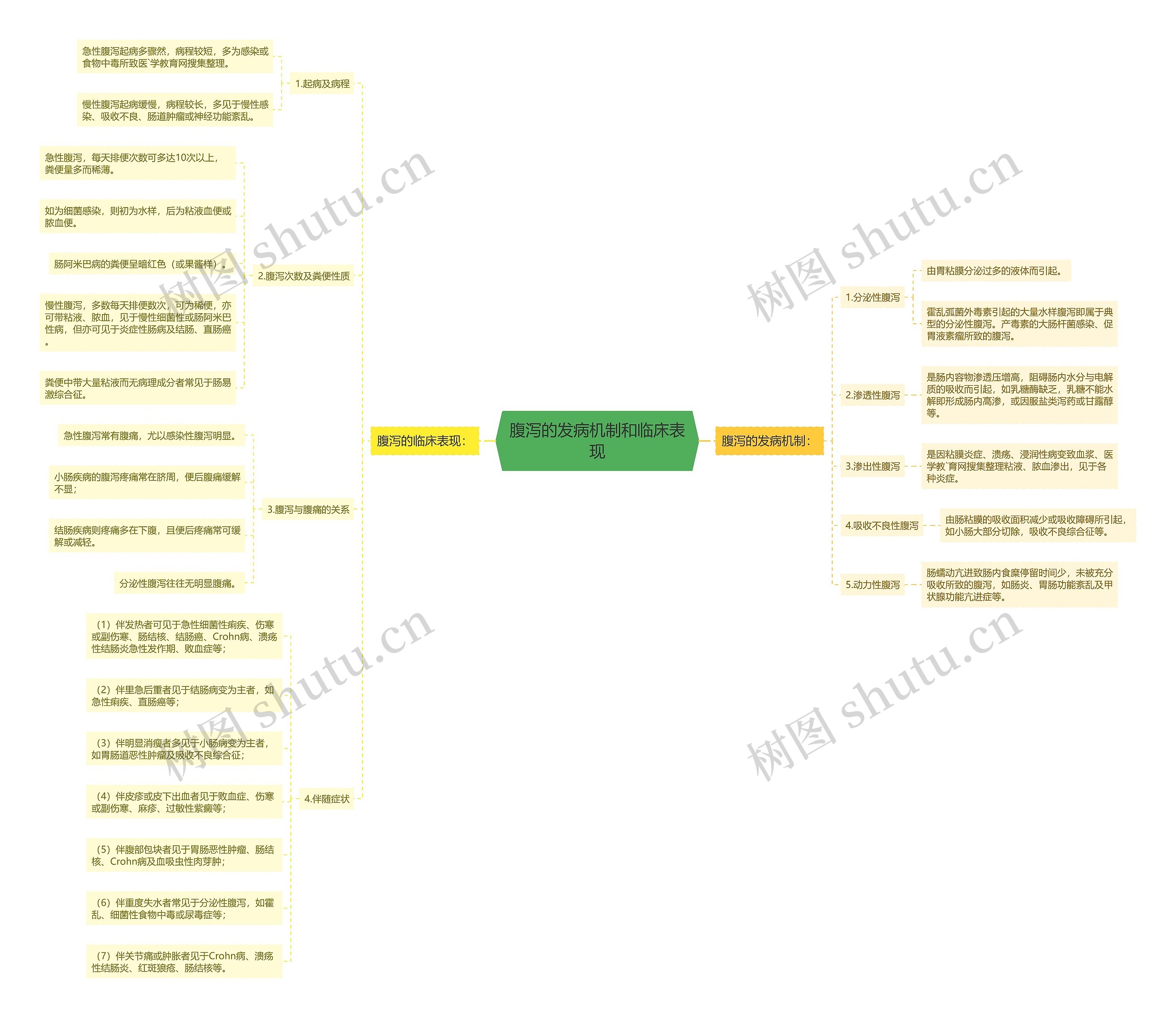 腹泻的发病机制和临床表现思维导图