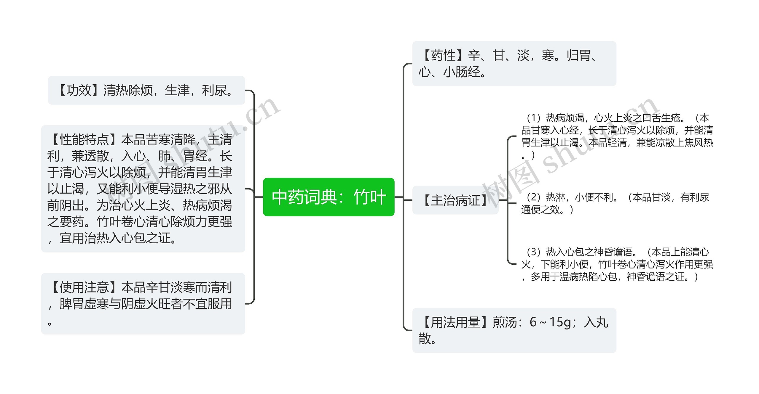 中药词典：竹叶思维导图