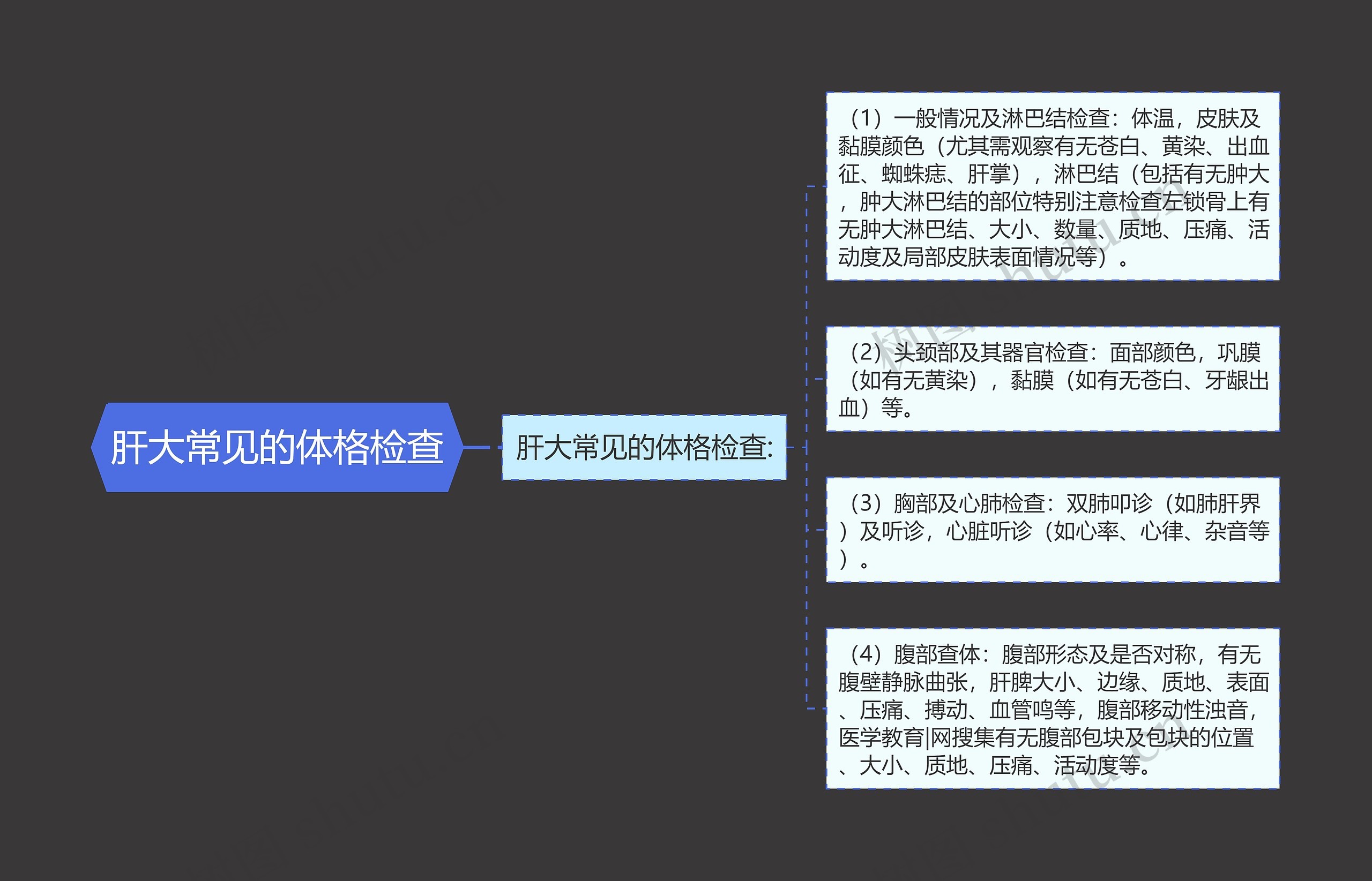 肝大常见的体格检查思维导图