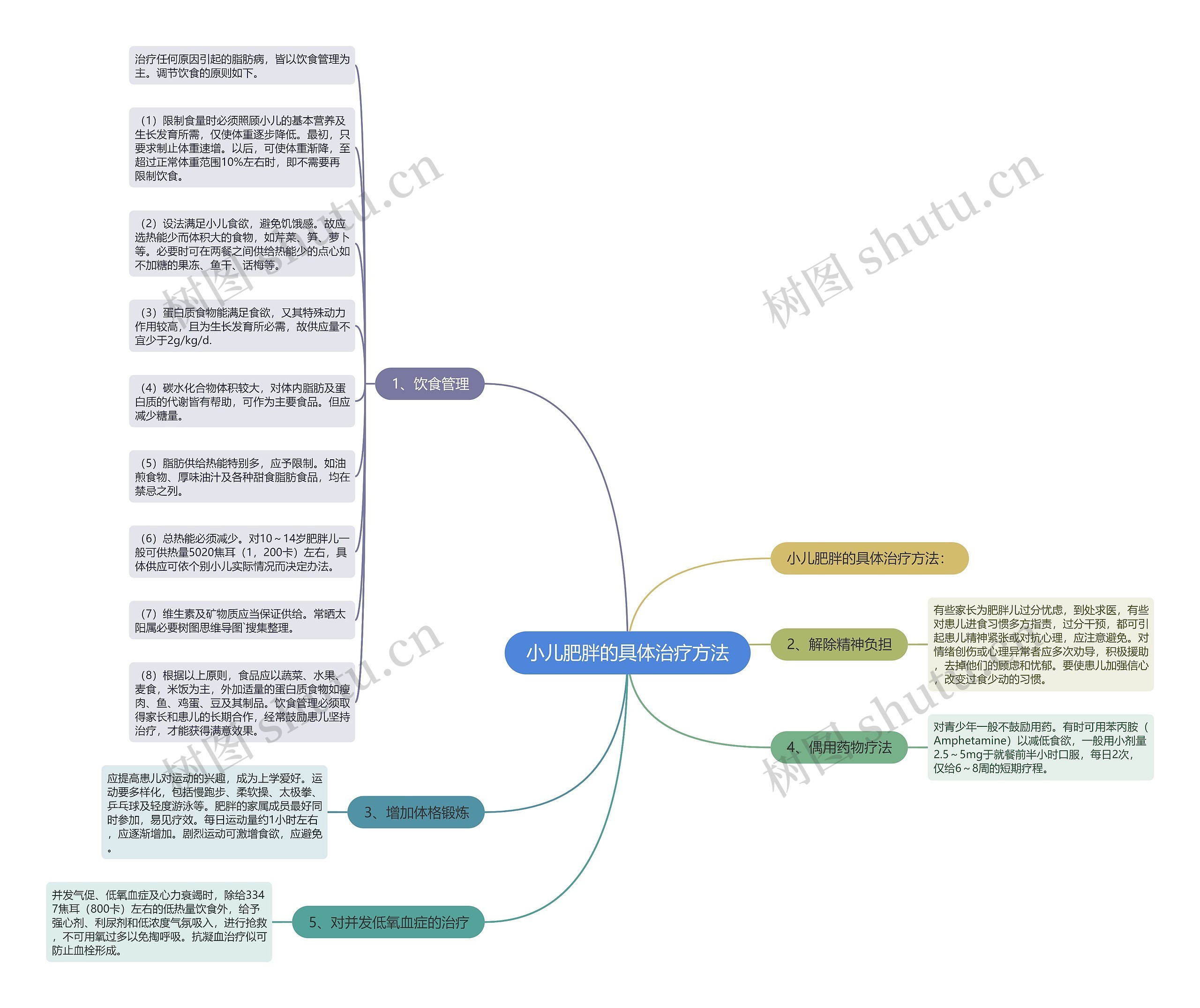 小儿肥胖的具体治疗方法思维导图